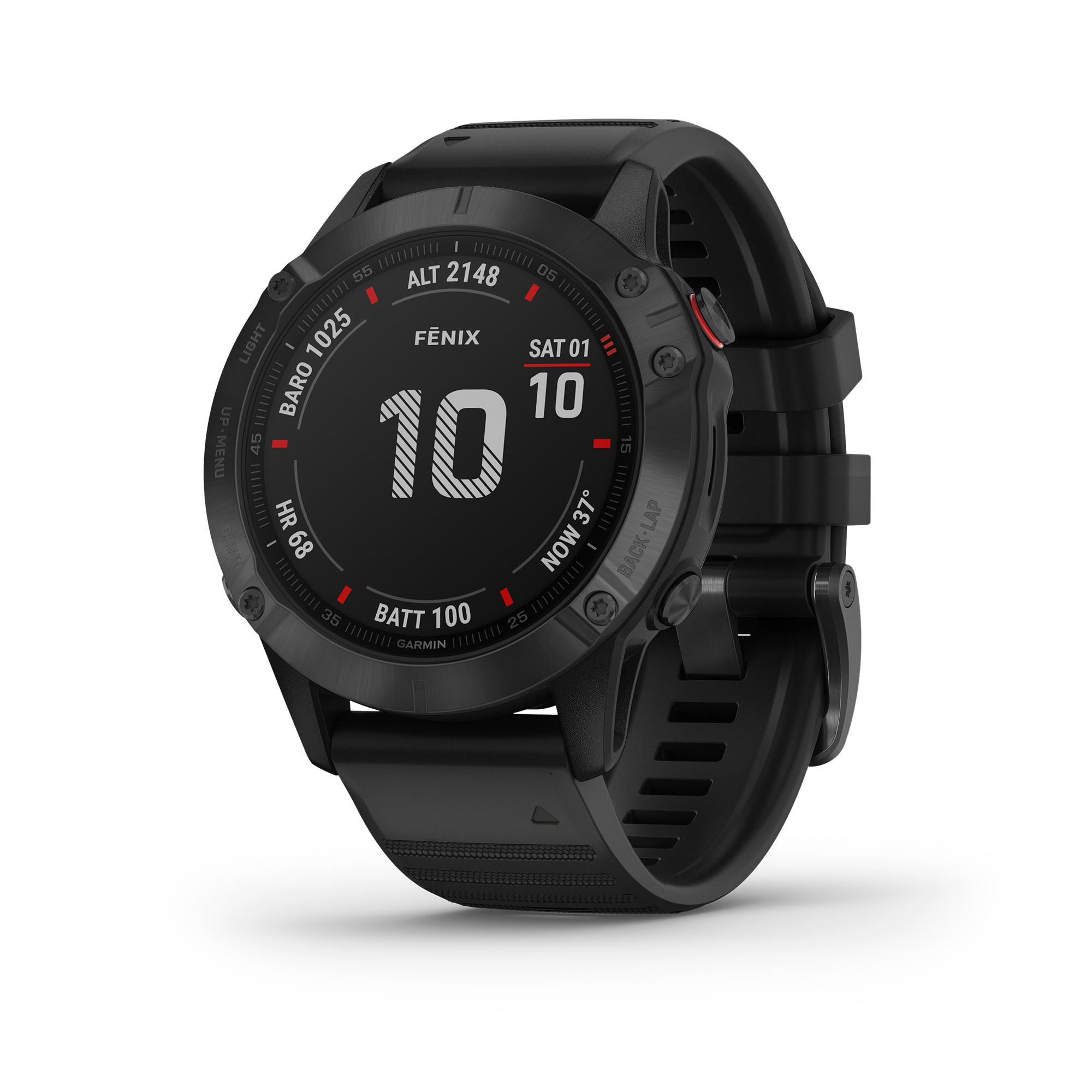 Garmin GPS-Multisportuhr Fenix 6 Pro grau schwarzes Armband