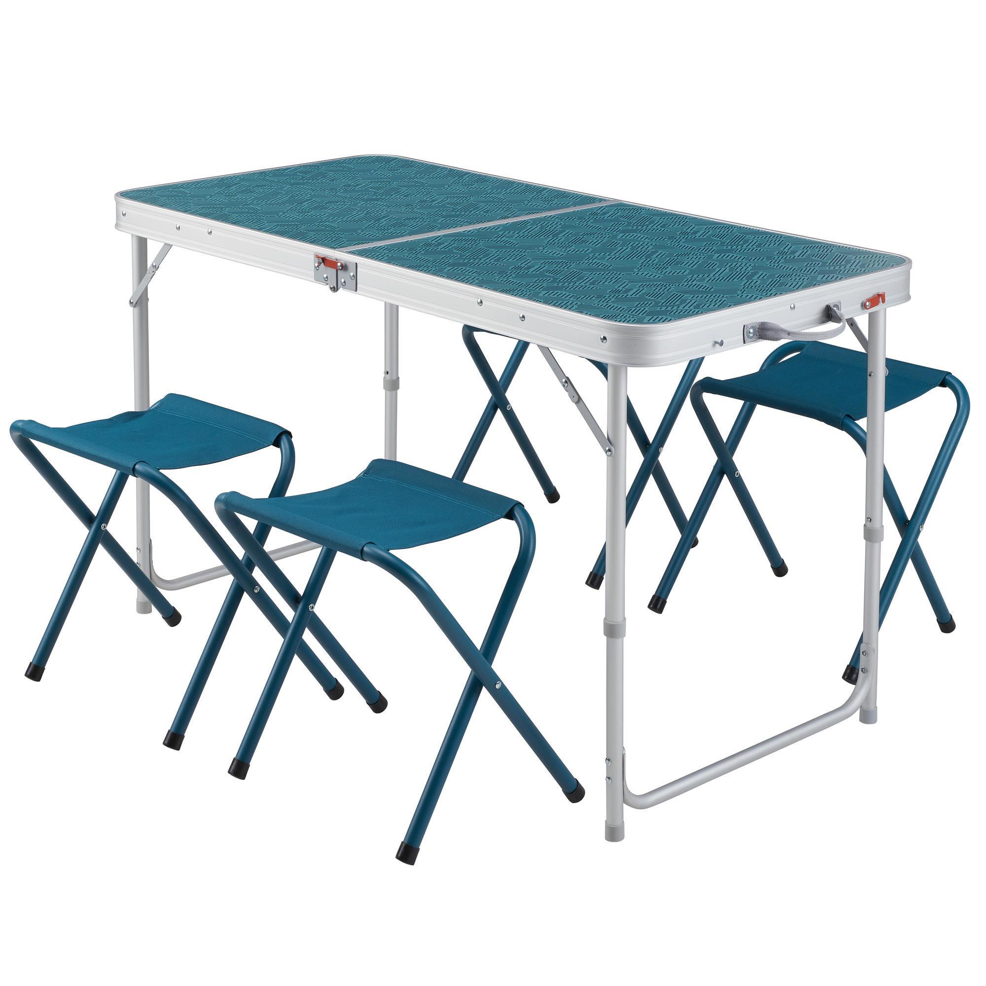 Quechua Campingtisch klappbar mit 4 Hockern 4-6 Personen