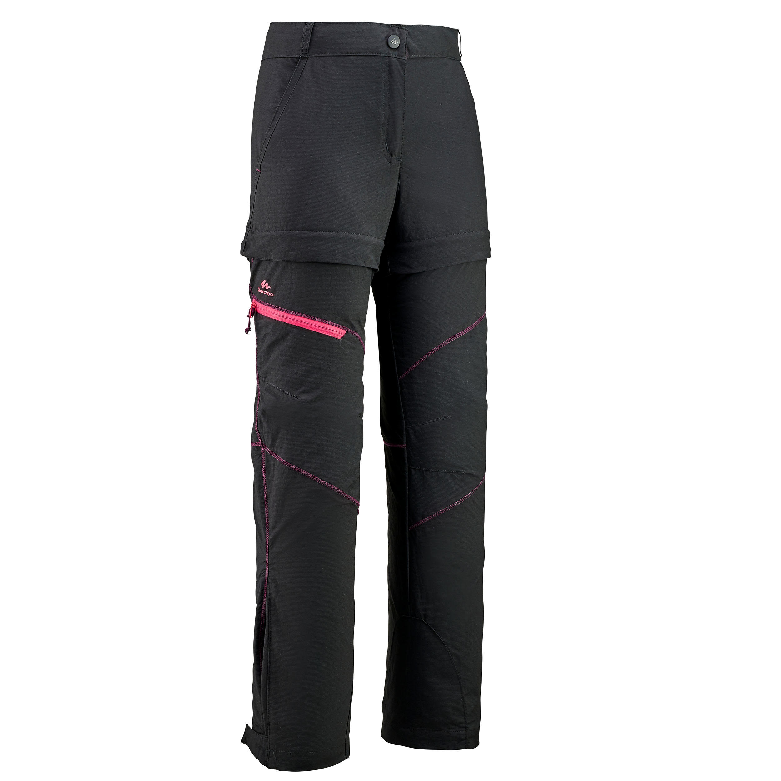 Quechua Zip-Off-Hose Wandern MH500 Kinder Mädchen Gr. 123-166cm schwarz