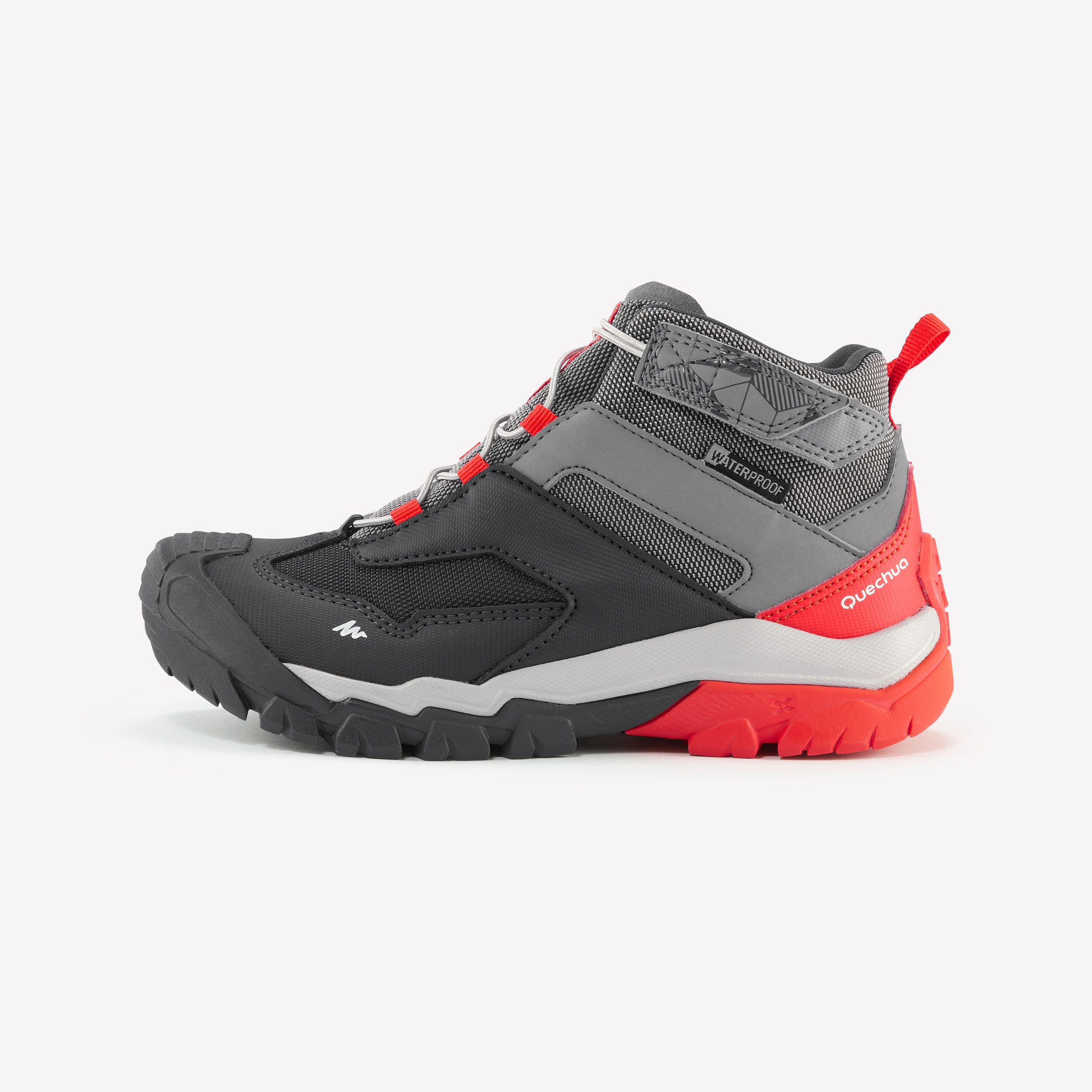 Quechua Wanderschuhe Crossrock halbh. wasserdicht Schnellschnürung Kinder Gr. 28–34 grau