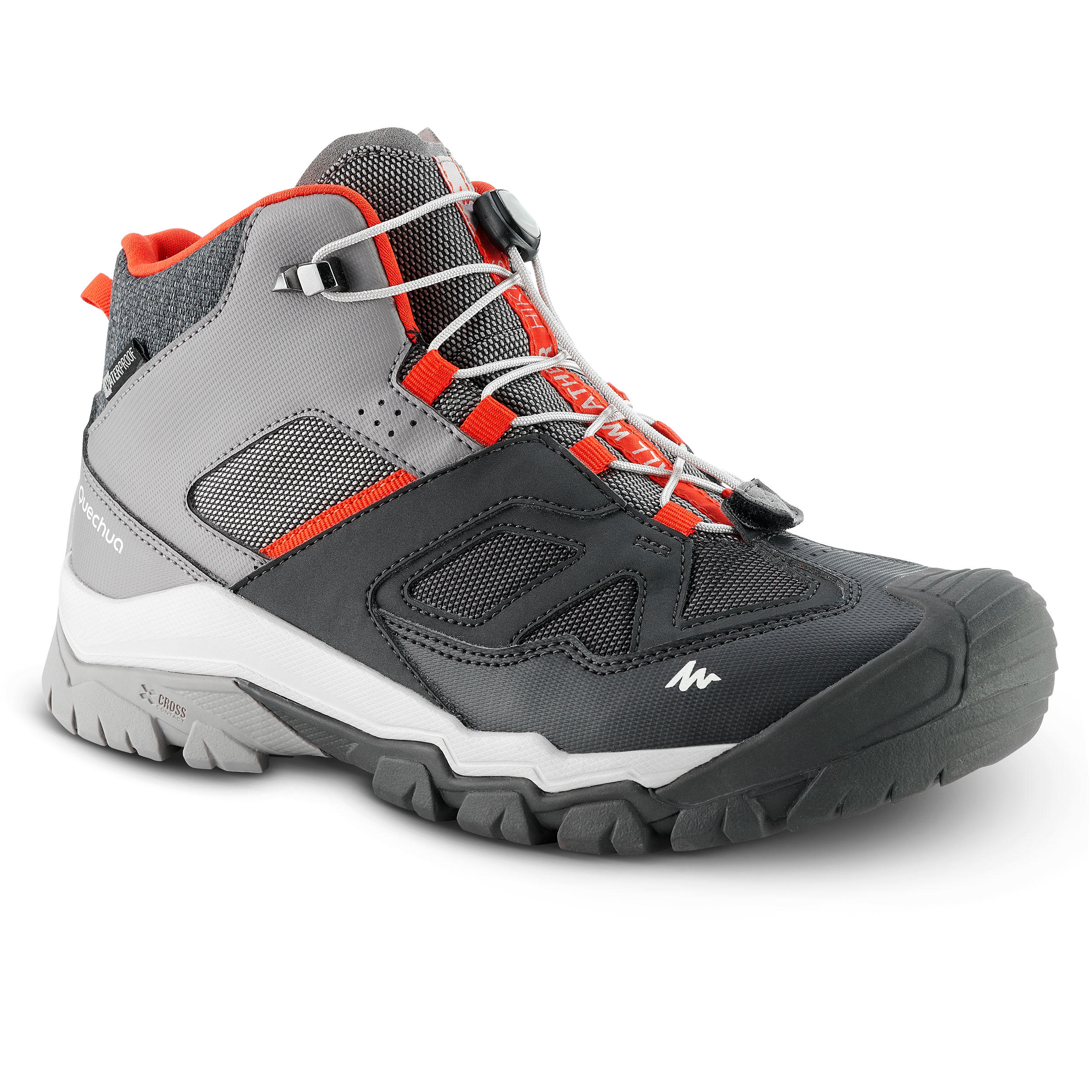 Quechua Wanderschuhe Crossrock halbh. wasserdicht Schnellschnürung Kinder Gr. 35–38 grau