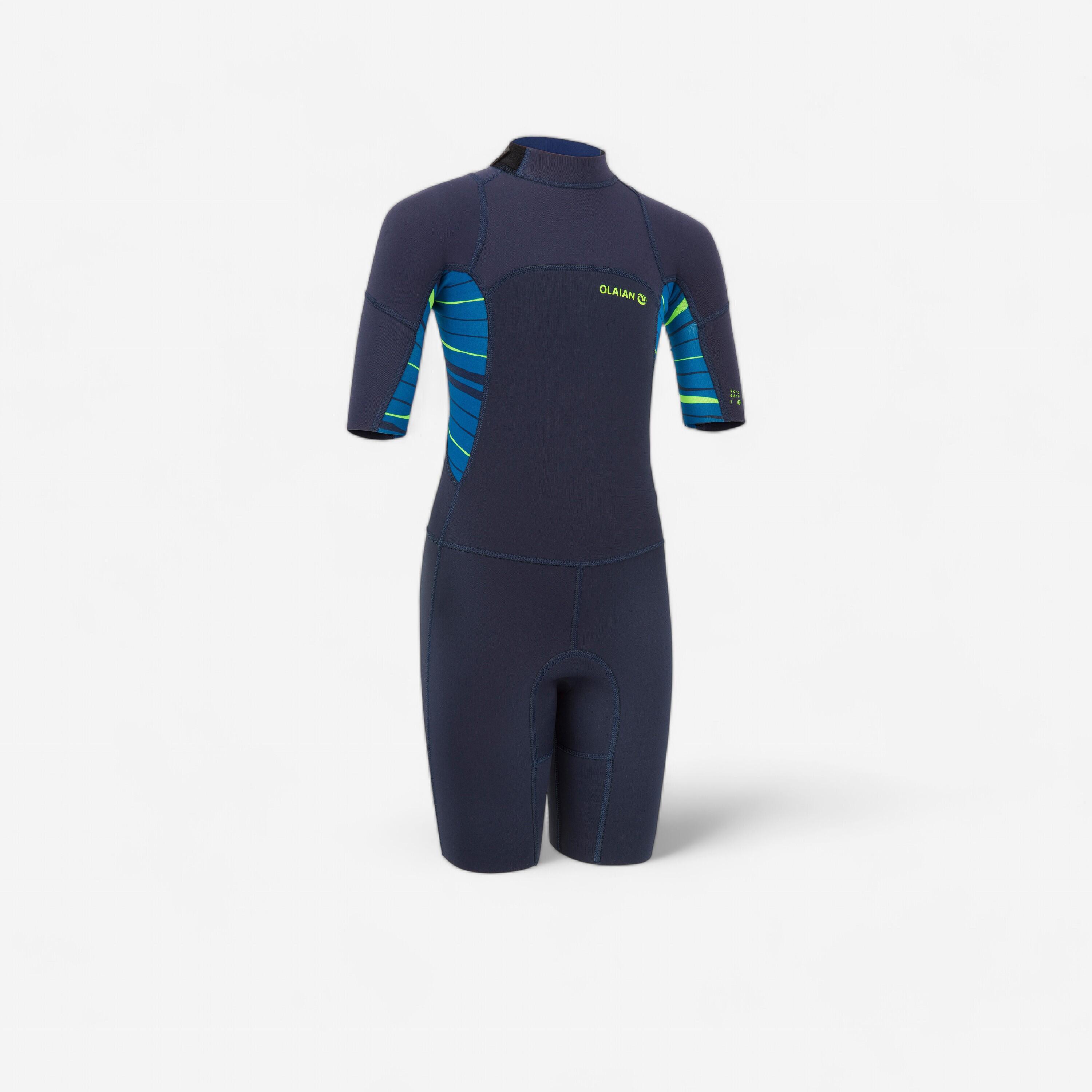 Olaian Neopren Shorty Surfen 500 1,5 mm Kinder blau