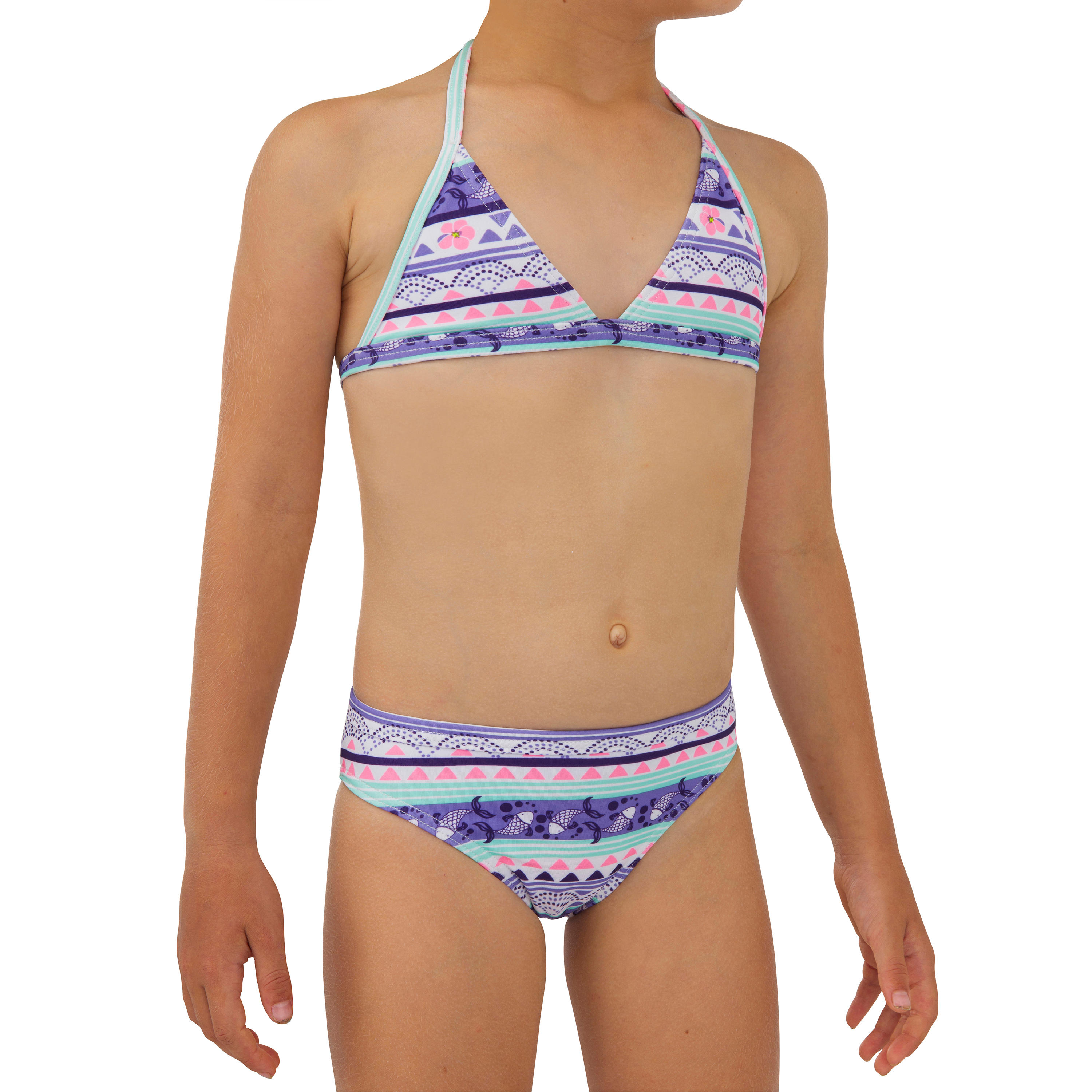 Olaian Bikini-Set Mädchen 100 Tina Koia lila/weiß