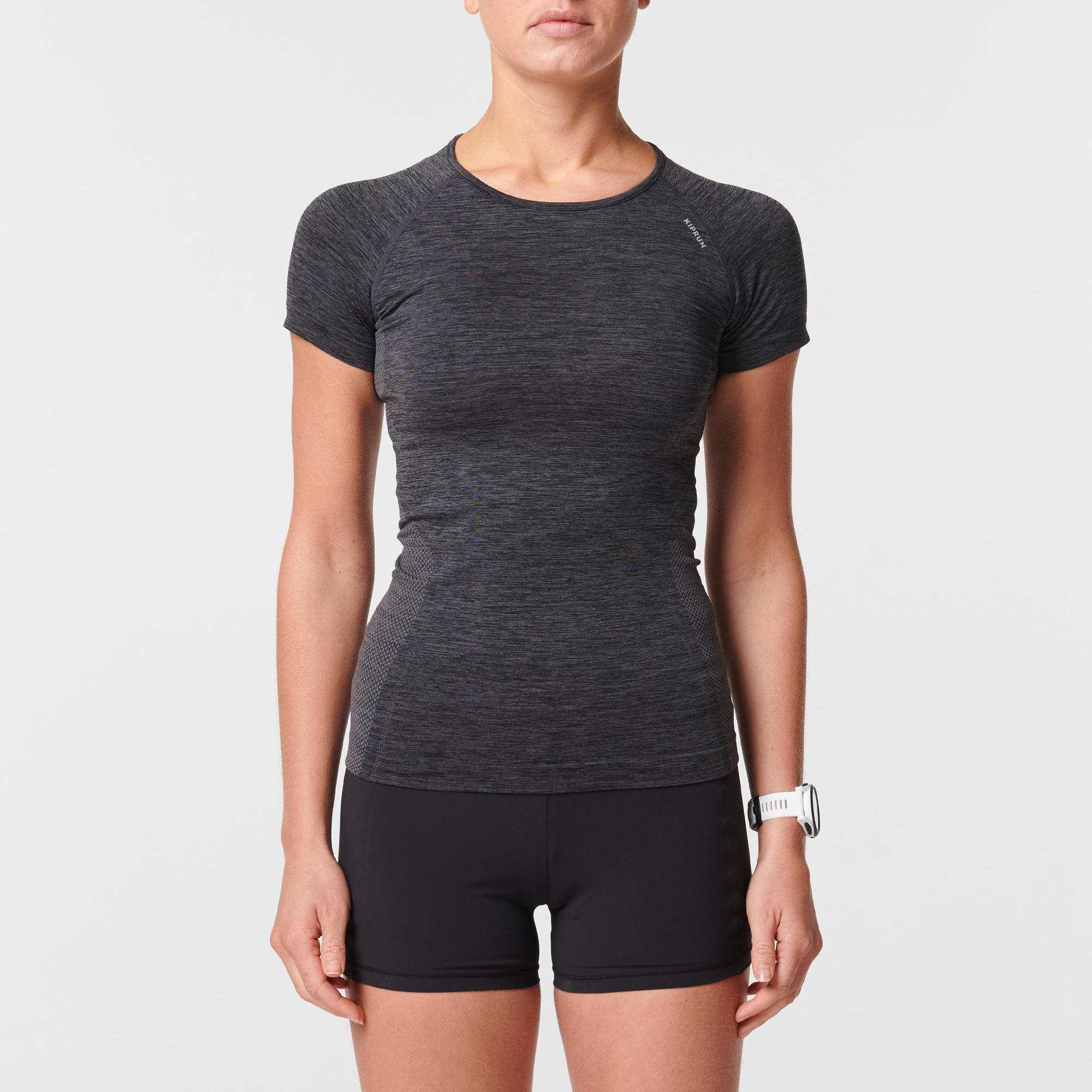 Kiprun Laufshirt Kiprun Skincare Damen schwarz/grau