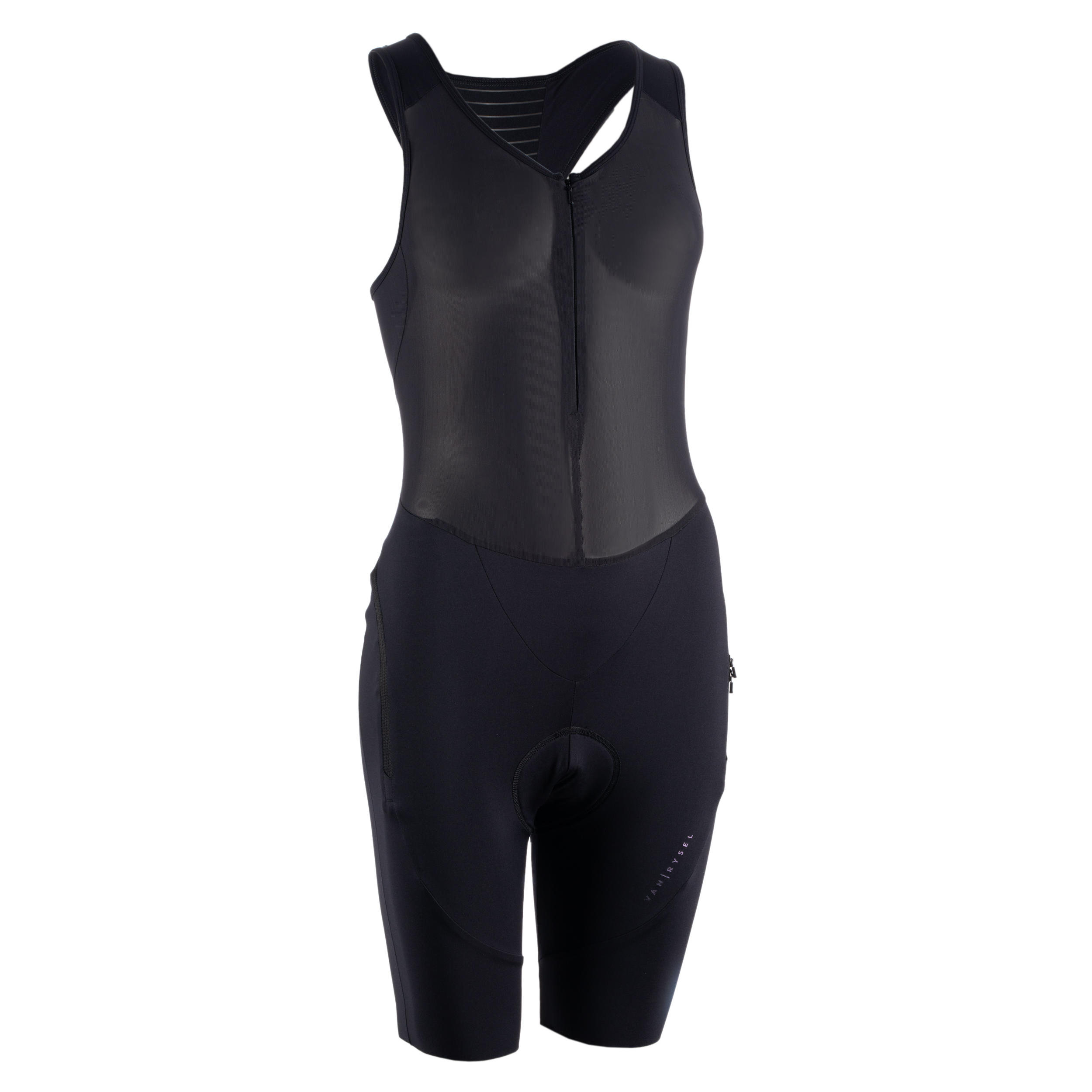 Van Rysel Radhose kurz mit Trägern Quick Zip Damen