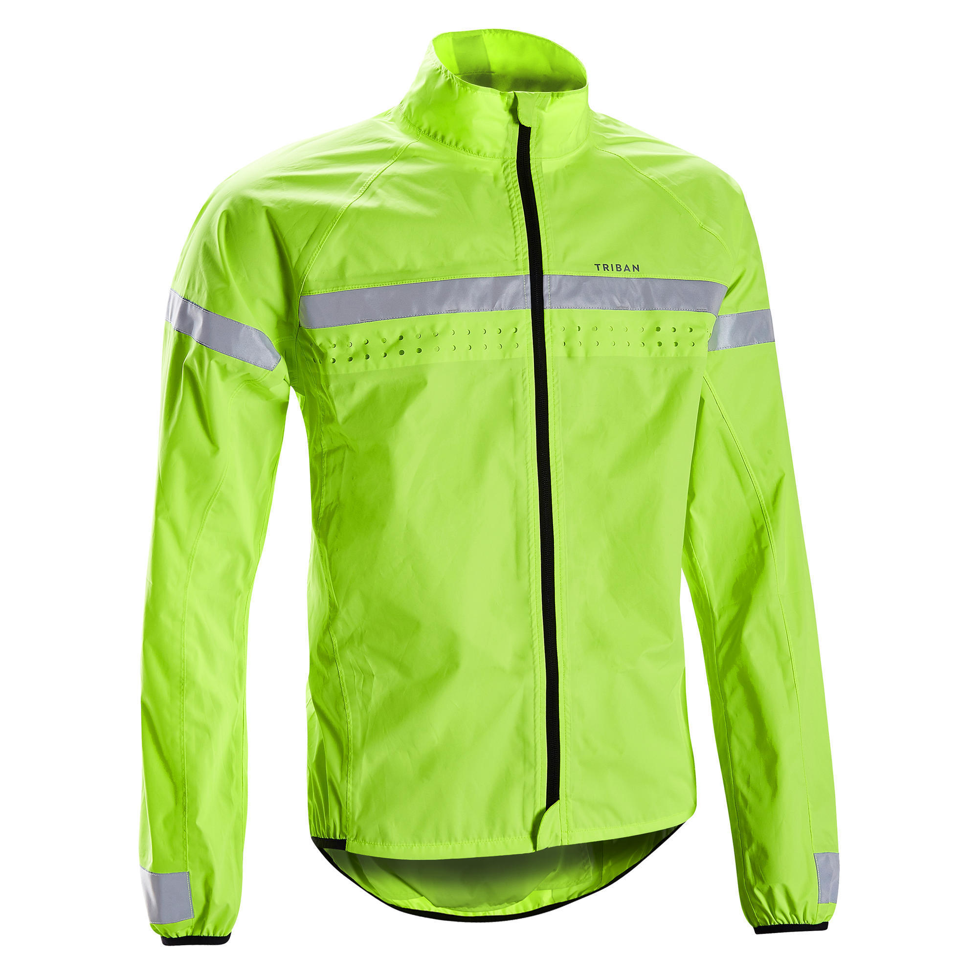 Triban Regenjacke Rennrad langarm RC120 sichtbar EN1150 Herren neongelb