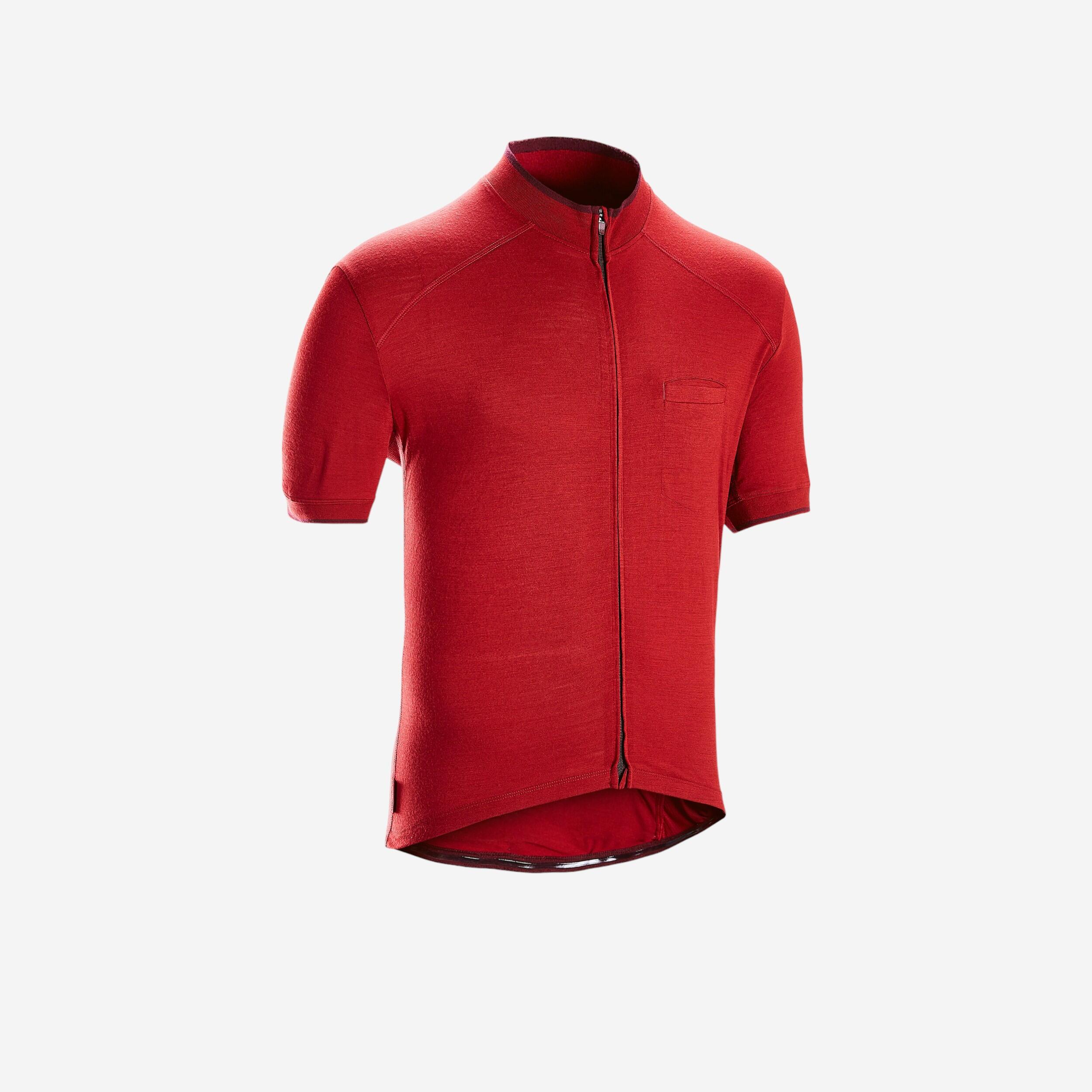 Triban Radtrikot kurzarm Herren GRVL900 Merino weinrot