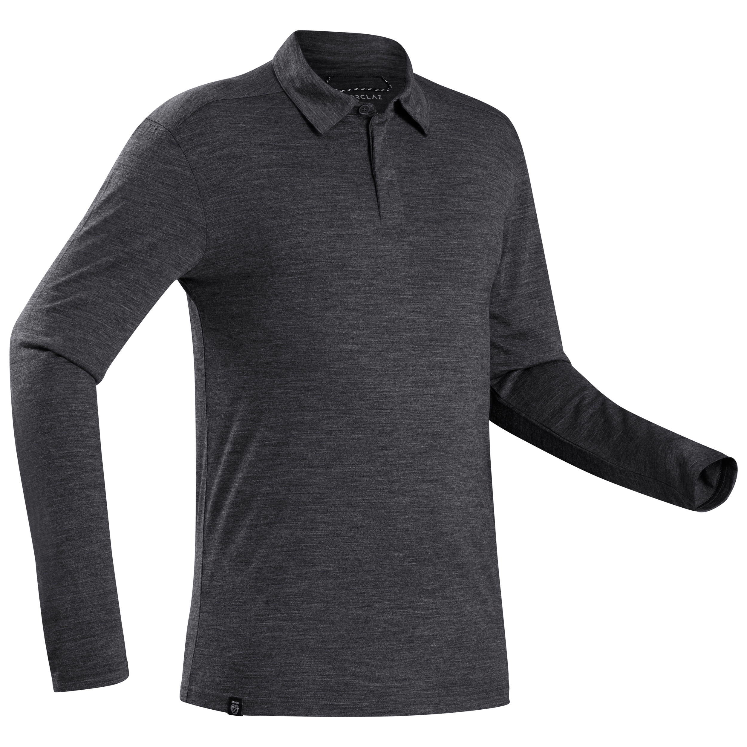 Forclaz Backpacking Poloshirt Travel 500 Merinowolle langarm Herren grau