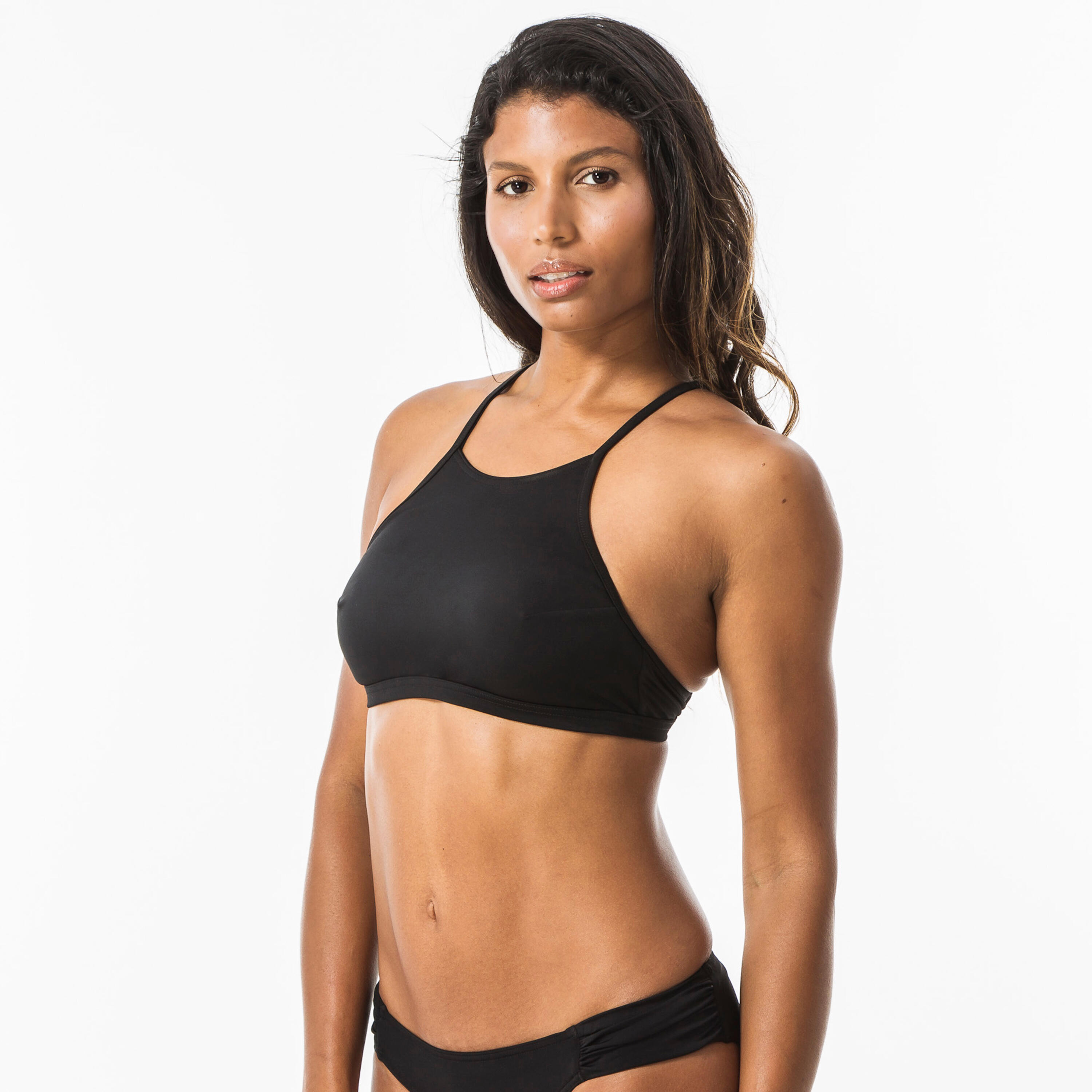 Olaian Bikini-Oberteil Damen Bustier freier Rücken Andrea schwarz