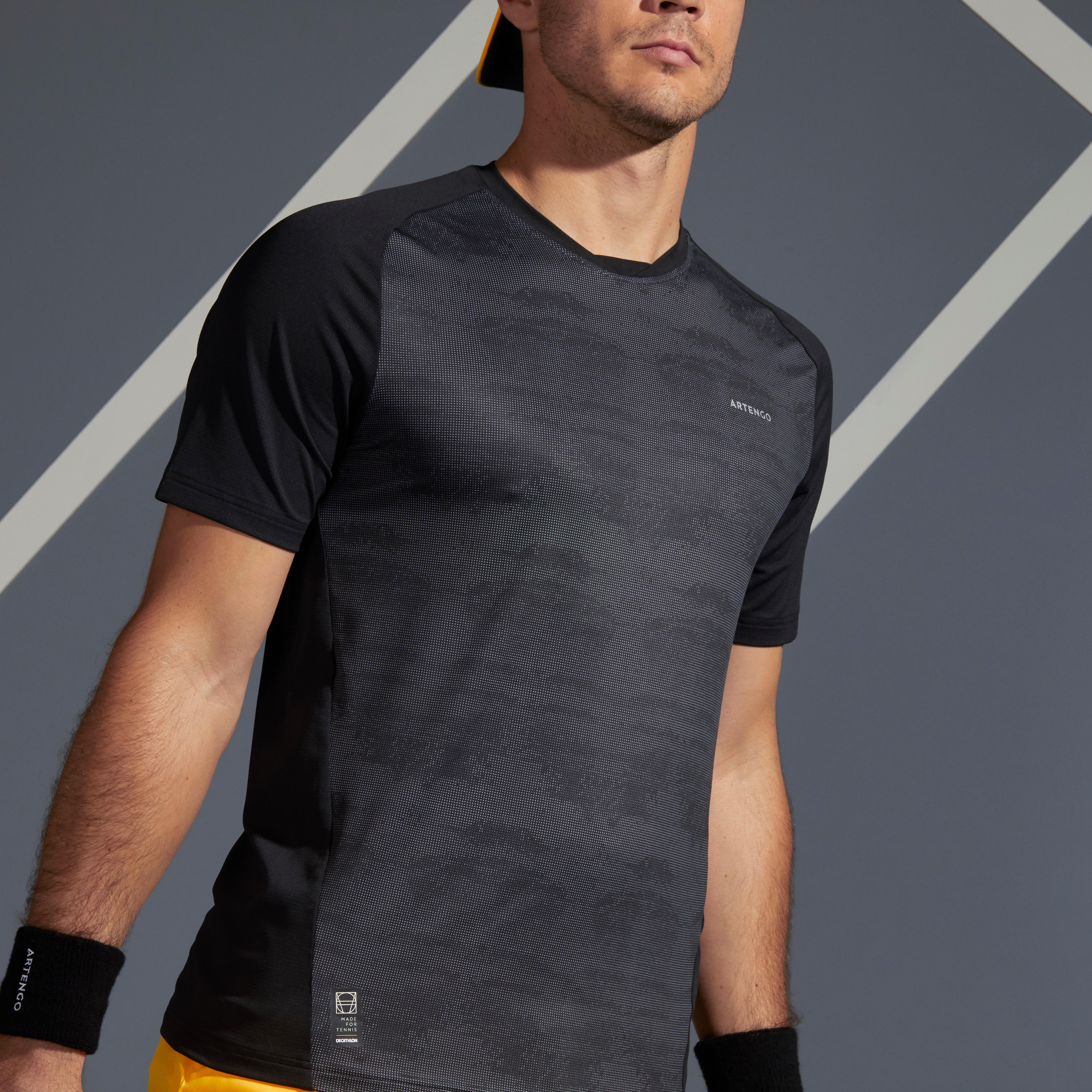 Artengo Tennis T-Shirt Herren TTS 500 DRY schwarz/grau