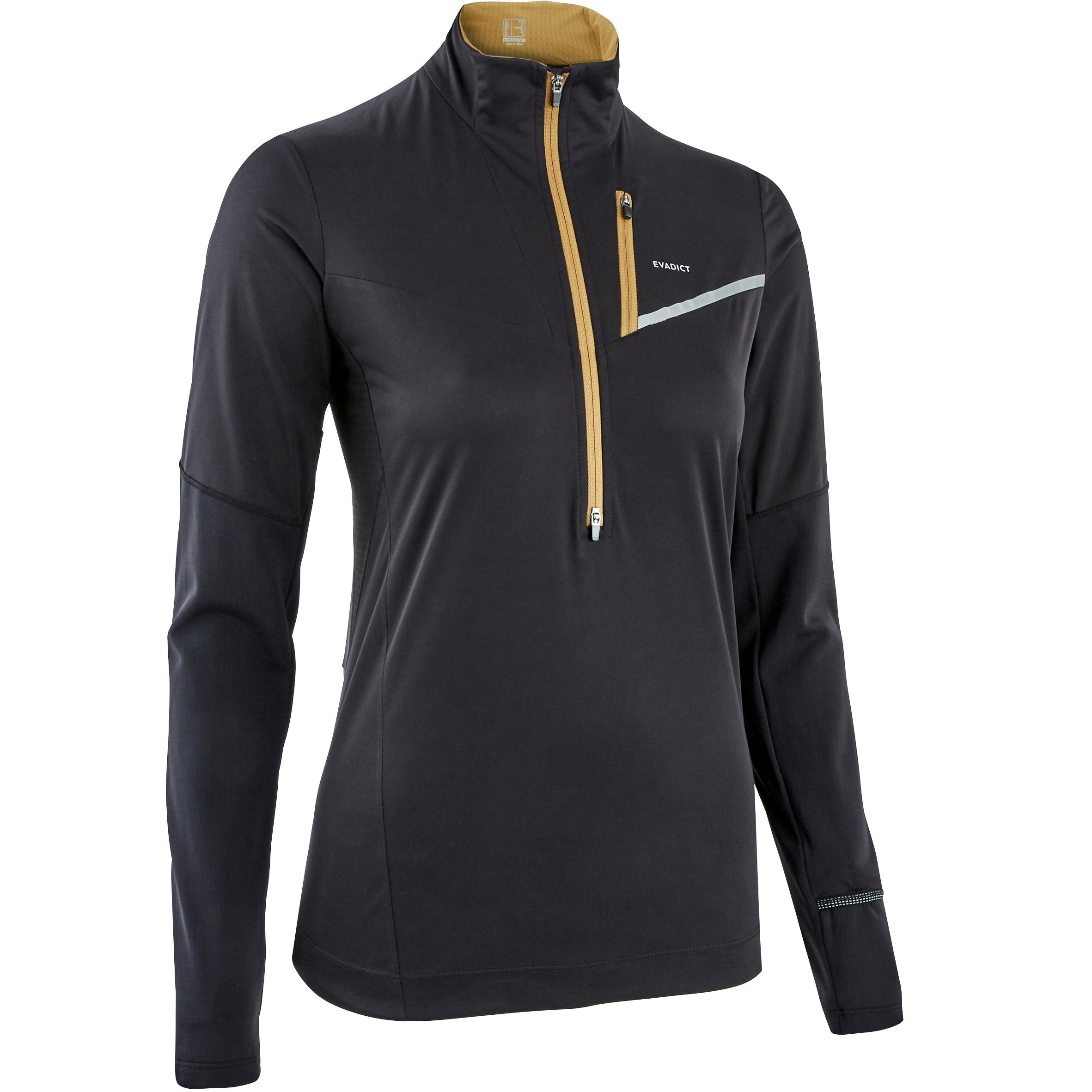 Evadict Softshell-Laufshirt langarm Trail Damen schwarz/bronze