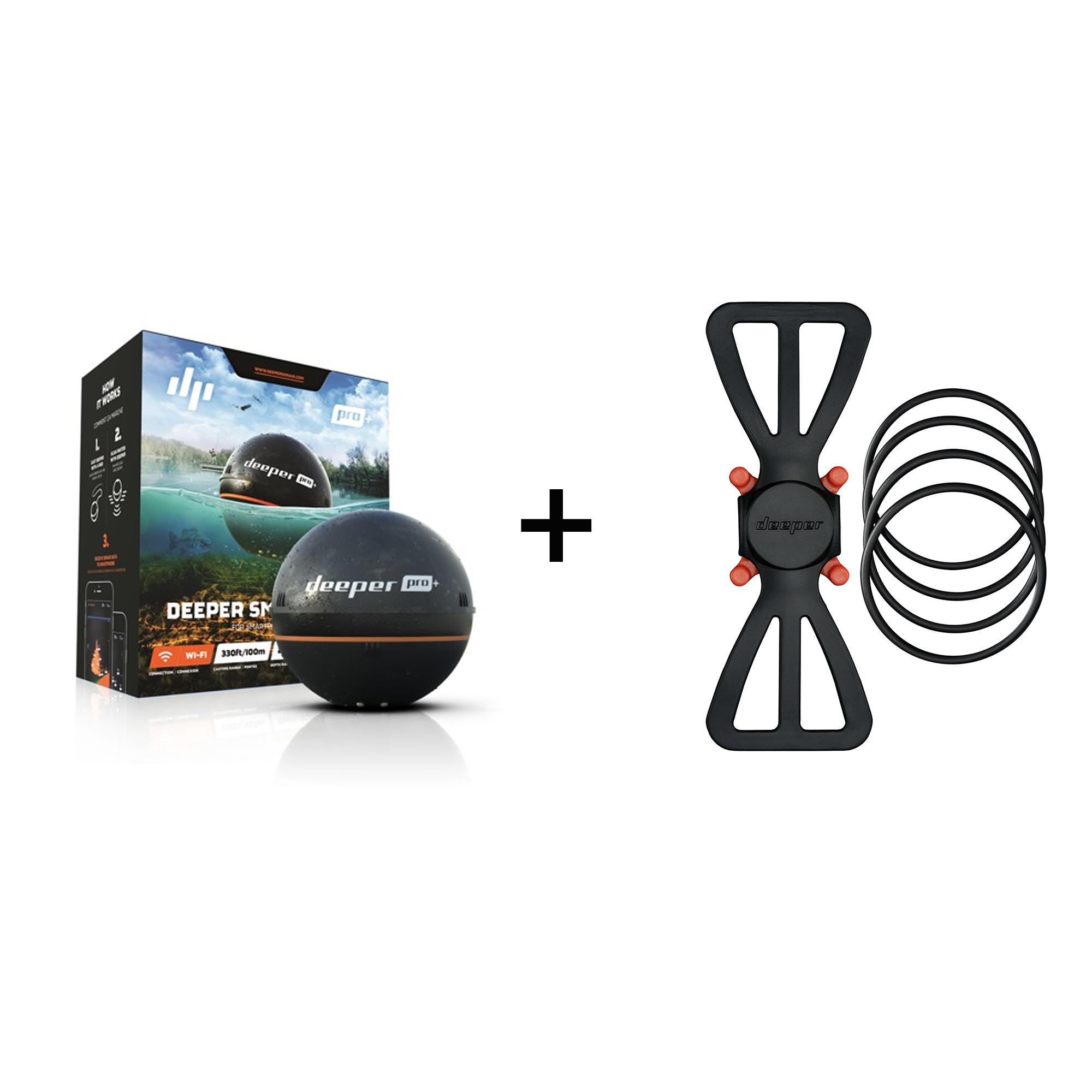 Deeper Echolot Deeper Pro Plus + Smartphone-Halterung