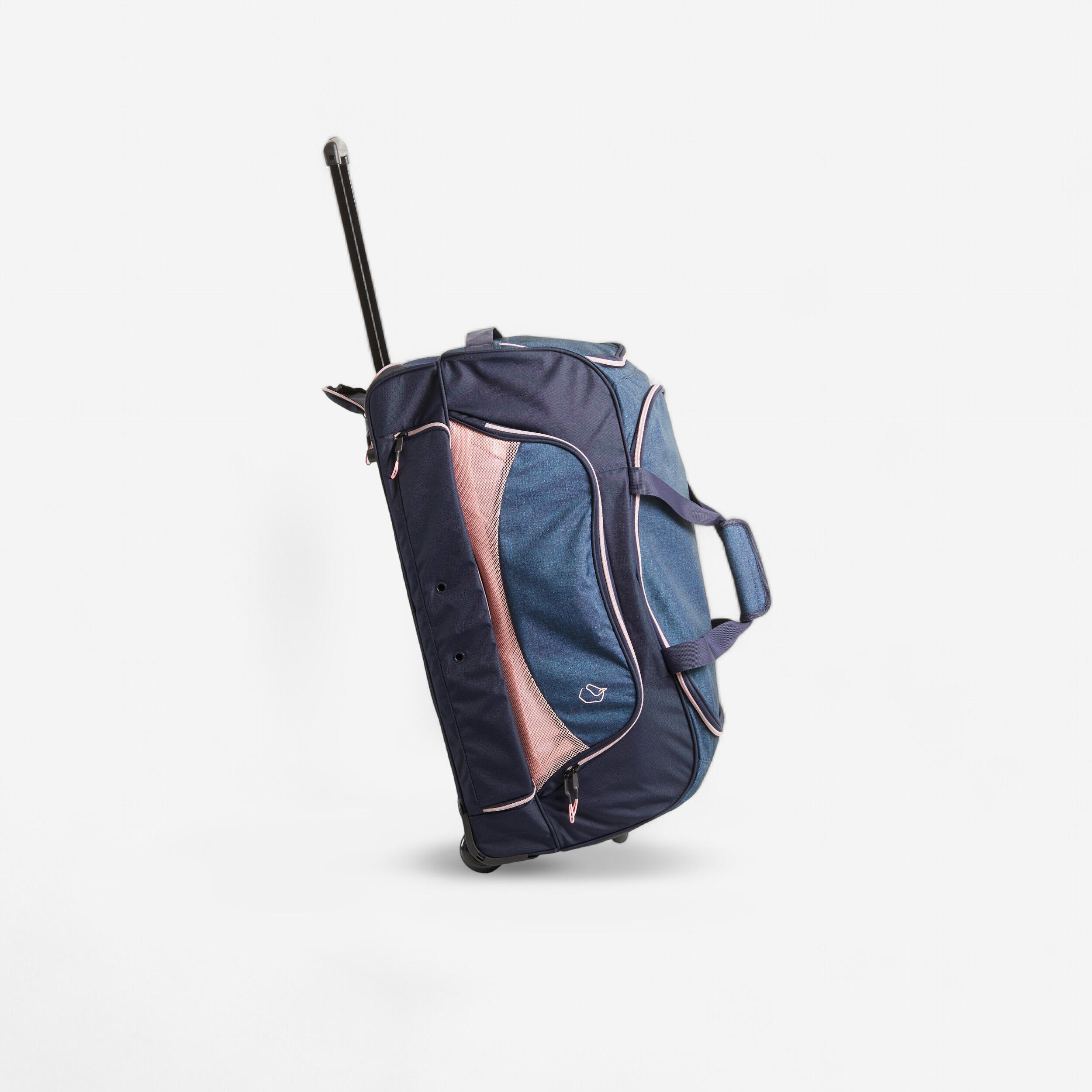 Fouganza Transporttasche Trolley Reitausrüstung 80L dunkelblau/rosa