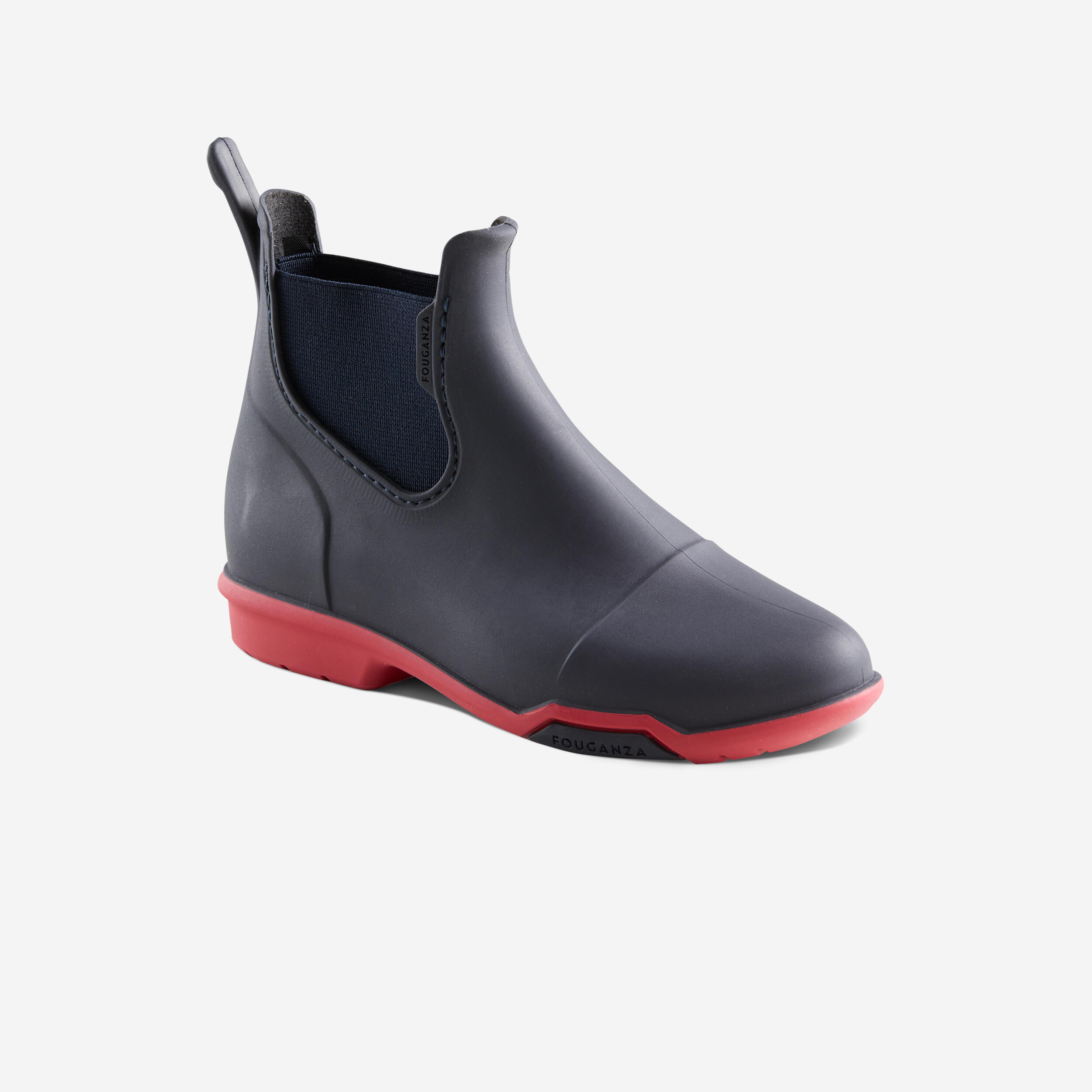 Fouganza Reitstiefeletten 100 gummi Kinder marineblau/rosa