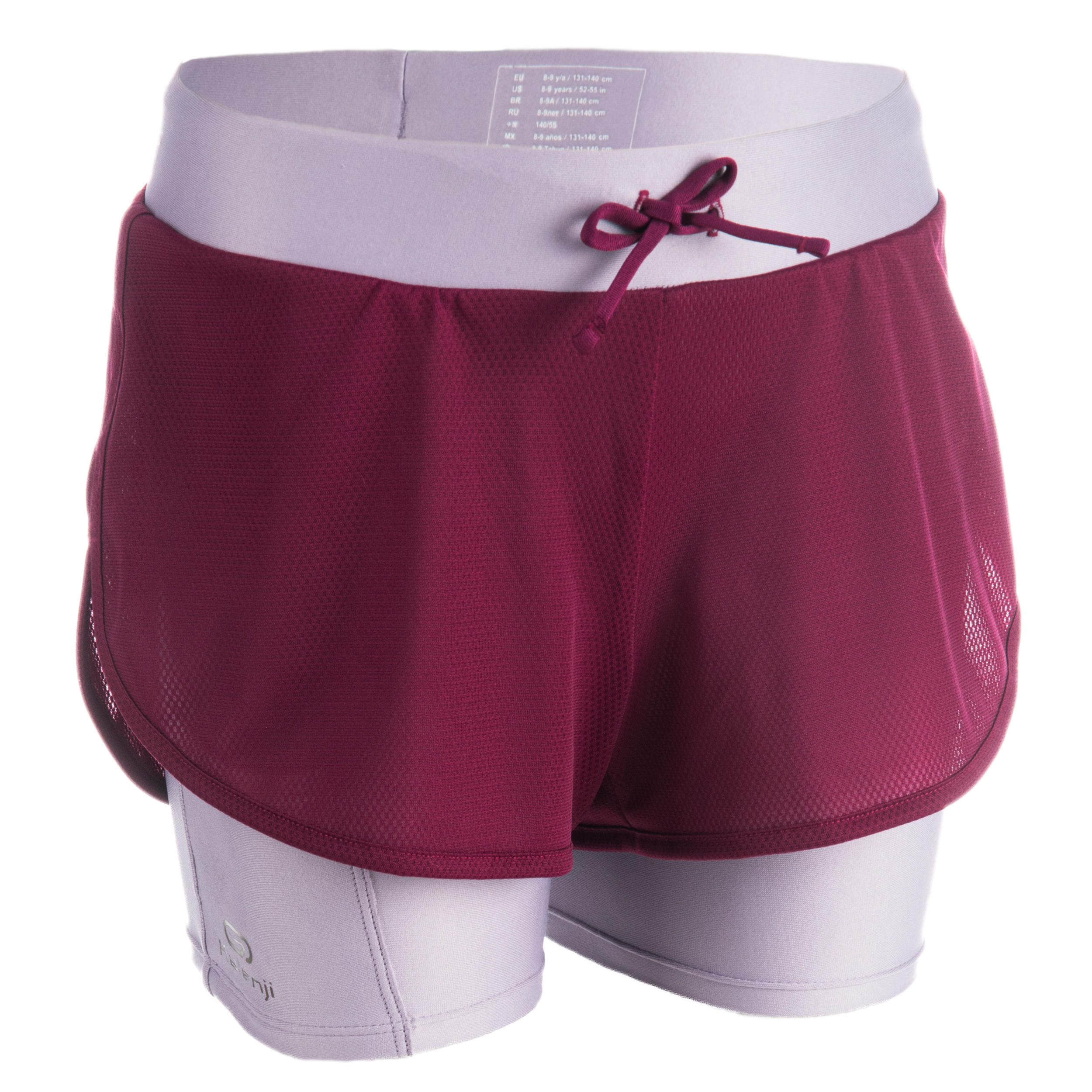 Kalenji Laufshorts 2-in-1 Leichtathletik AT500 Mädchen bordeaux/lila