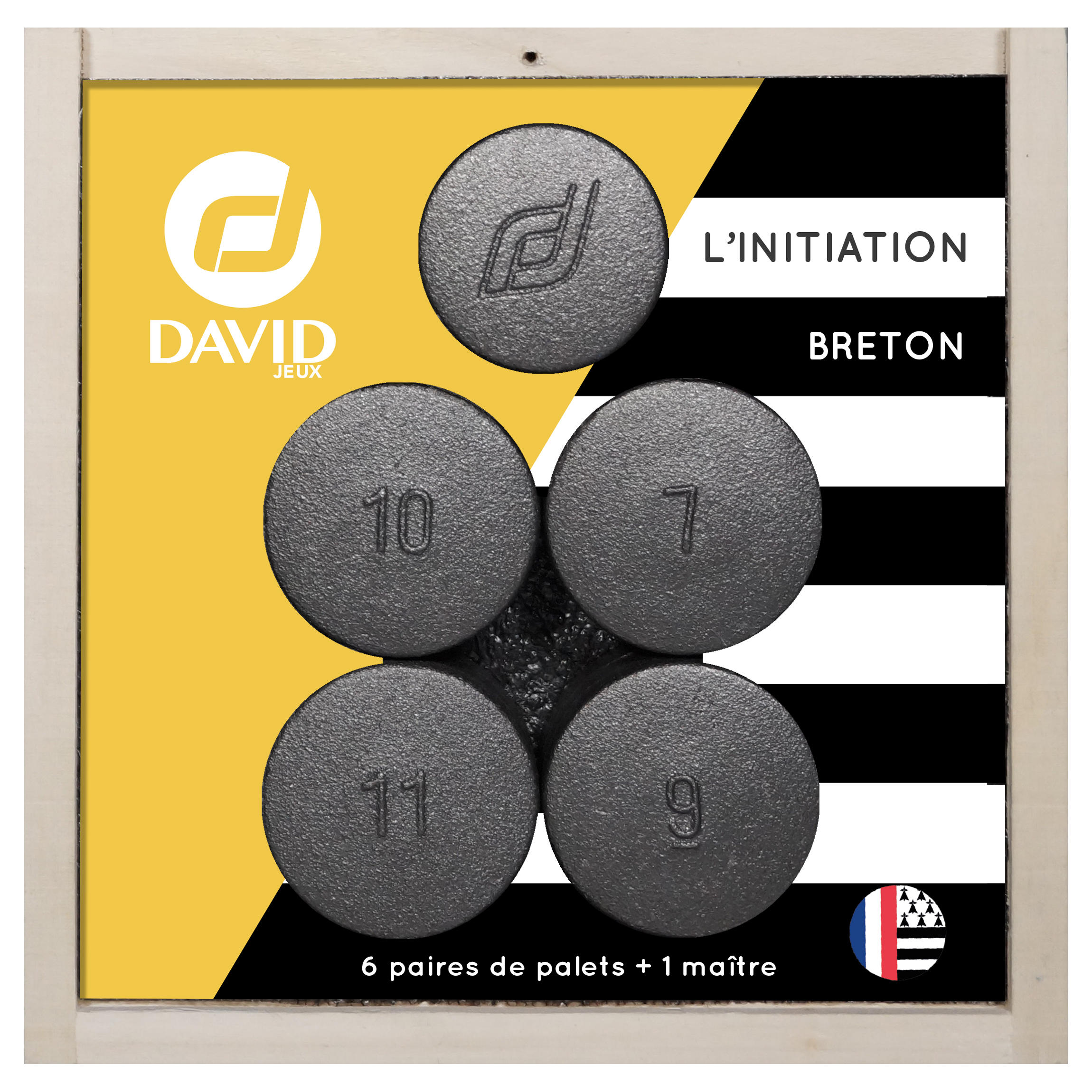 David 6 Paar Wurfscheiben (Palets) und eine Masterscheibe (Maître)