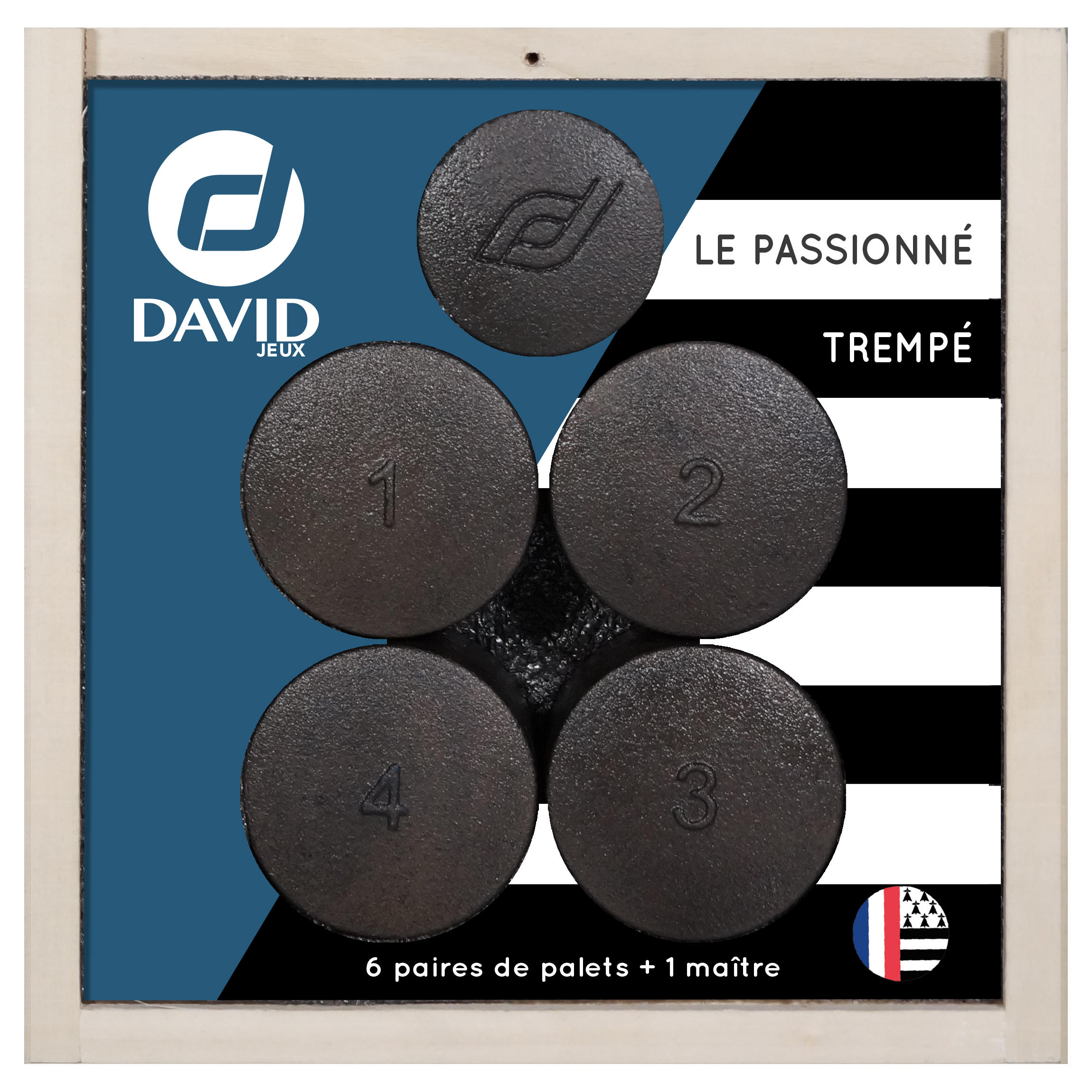 David Set aus 6 Wurfscheiben + 1 Maître