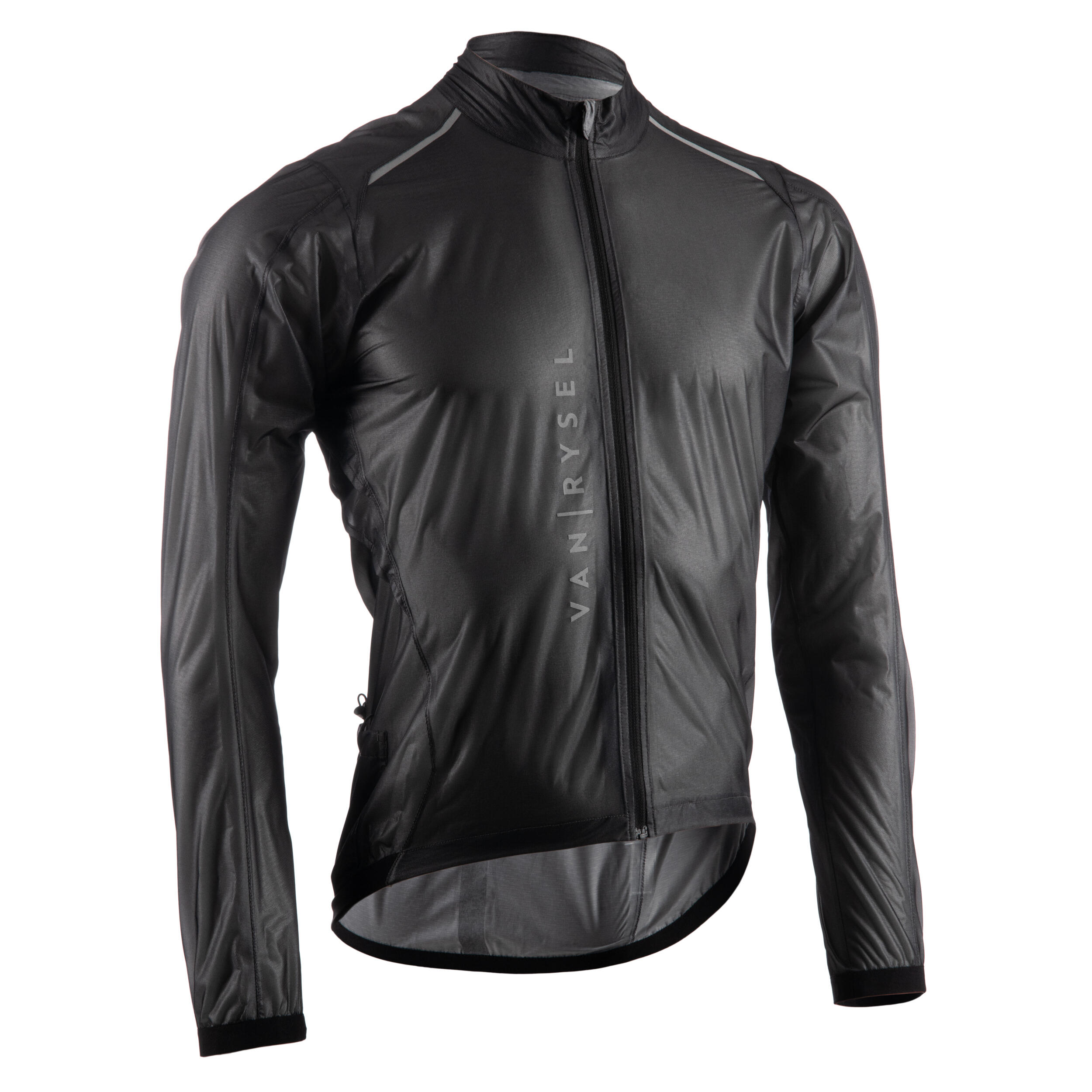 Van Rysel Regenjacke langarm Rennrad Racer ultralight Herren schwarz