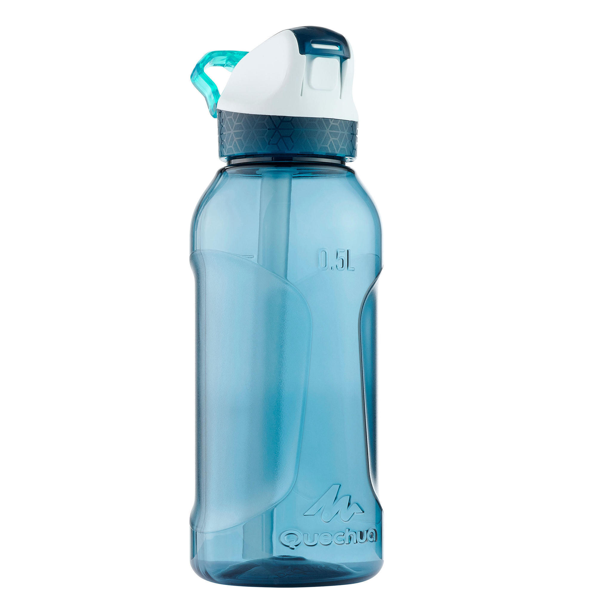 Quechua Trinkflasche Wandern 900 Schnellverschluss Trinkhalm 0,5 Liter Tritan petrol