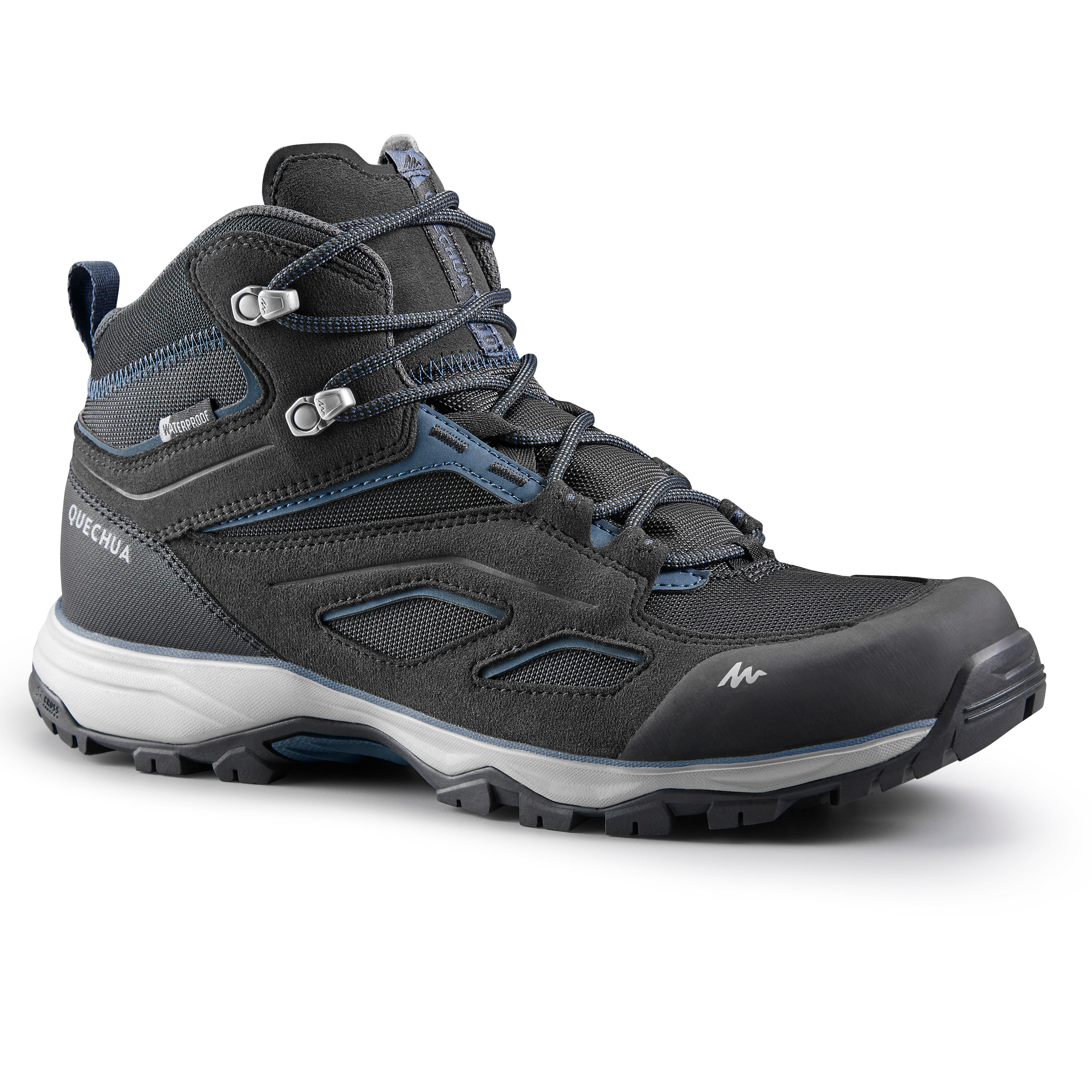 Quechua Wanderschuhe Bergwandern MH100 halbhoch Wasserdicht Herren schwarz