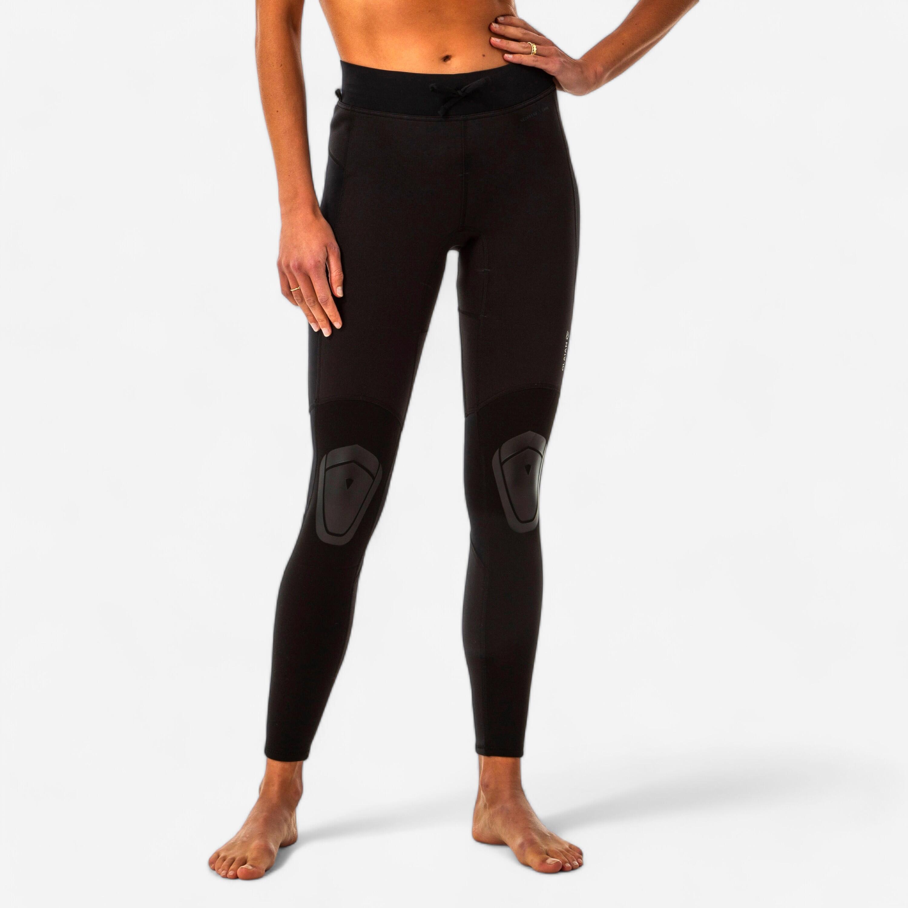 Olaian UV-Leggings Damen UV-Schutz 50+ mit Neopreneinsätze 900 schwarz