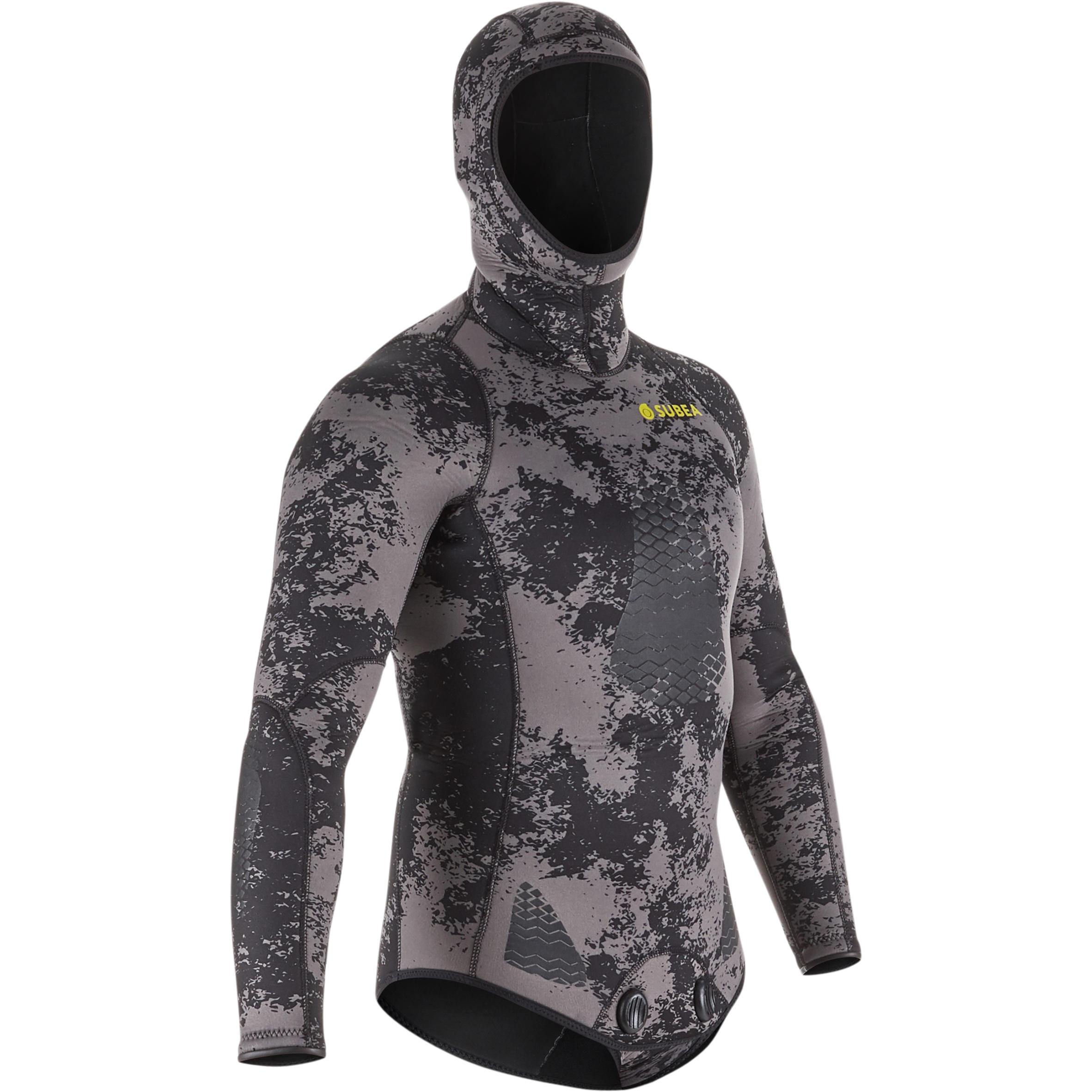 Subea Neoprenjacke Freediving SPF 500 Glattneopren 5 mm Camouflage schwarz