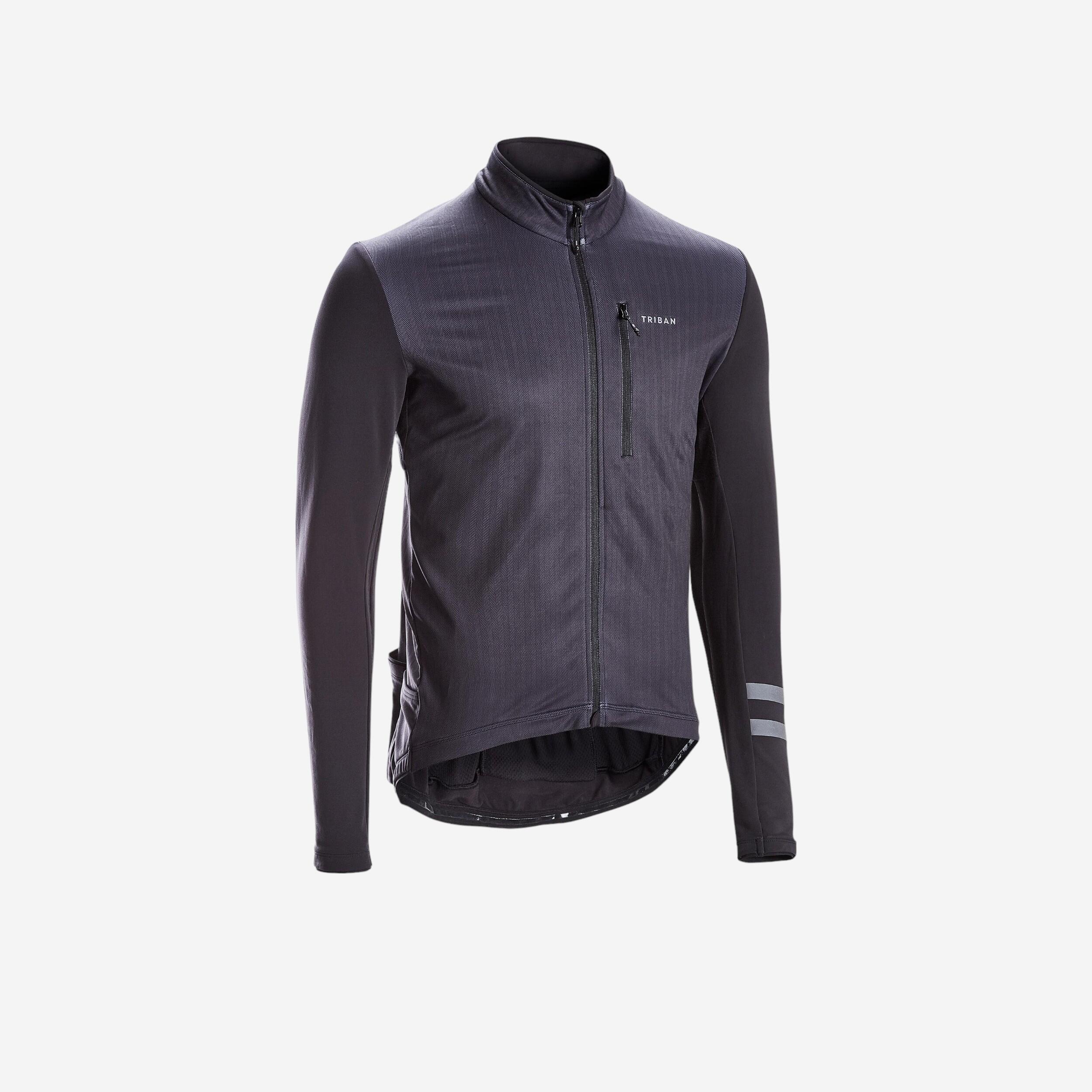Triban Fahrradtrikot Rennrad langarm RC500 Herren schwarz