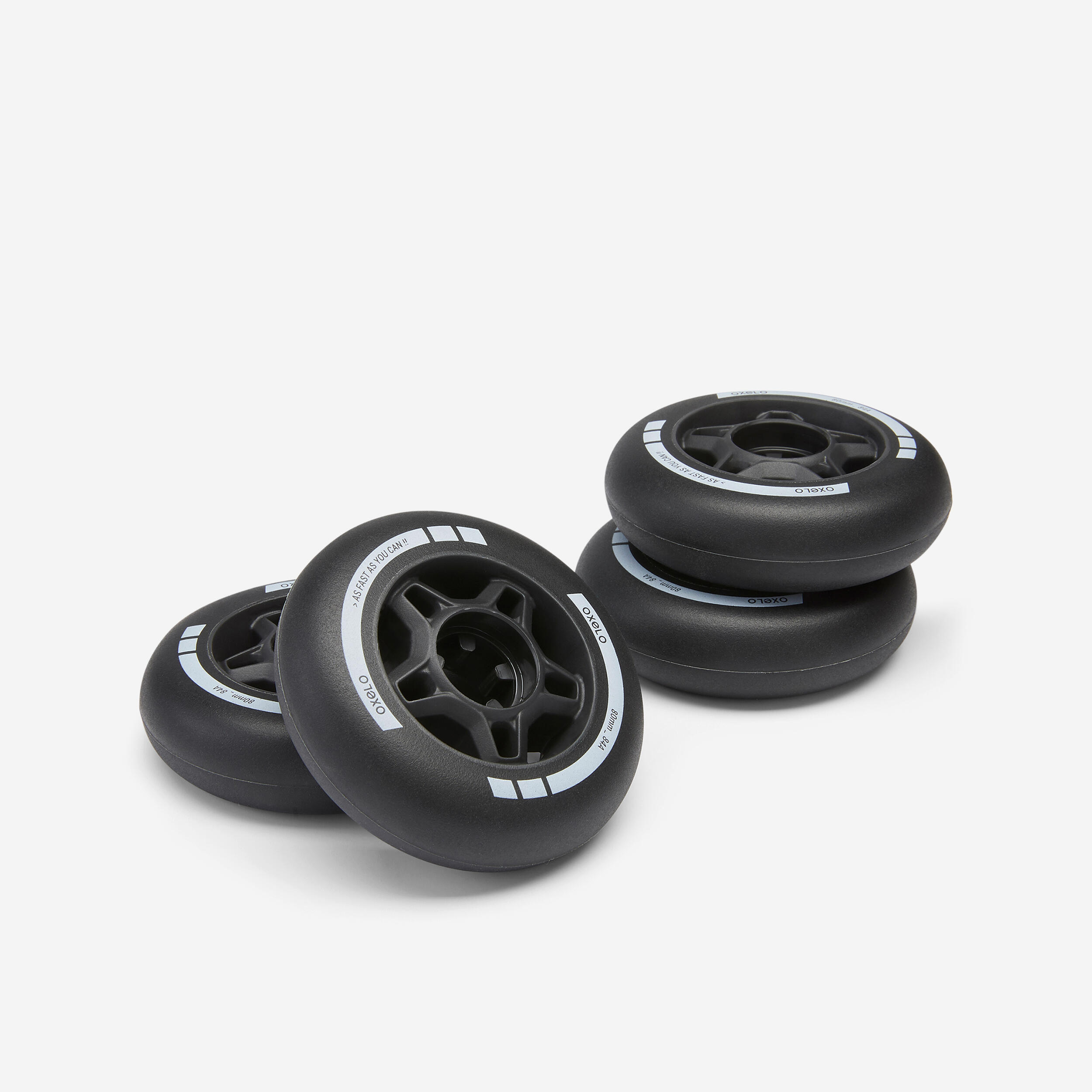 Oxelo Rollen Fitness Inliner FIT 80 mm 84A 4 Stück weiss