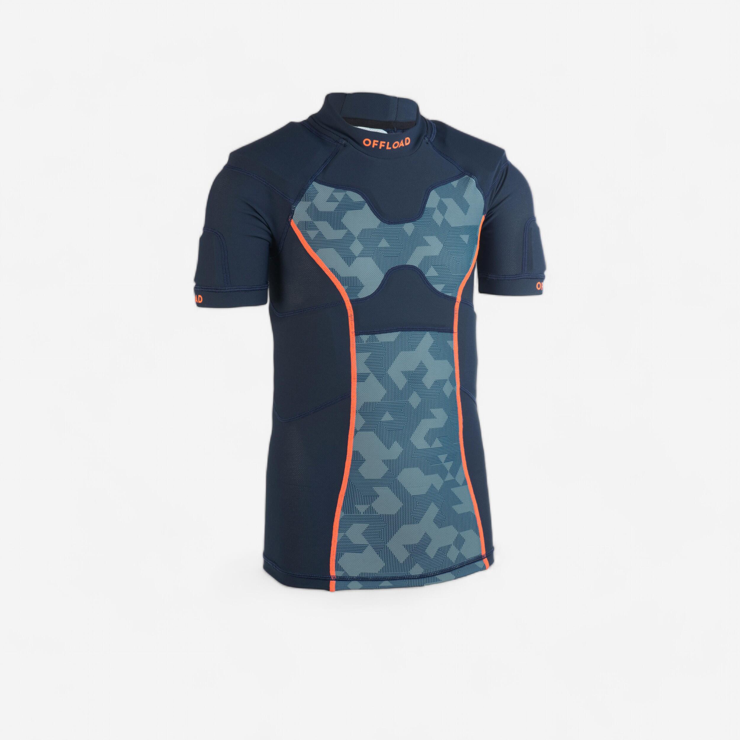Offload Rugby-Schulterschutz R100 Kinder blau/grau