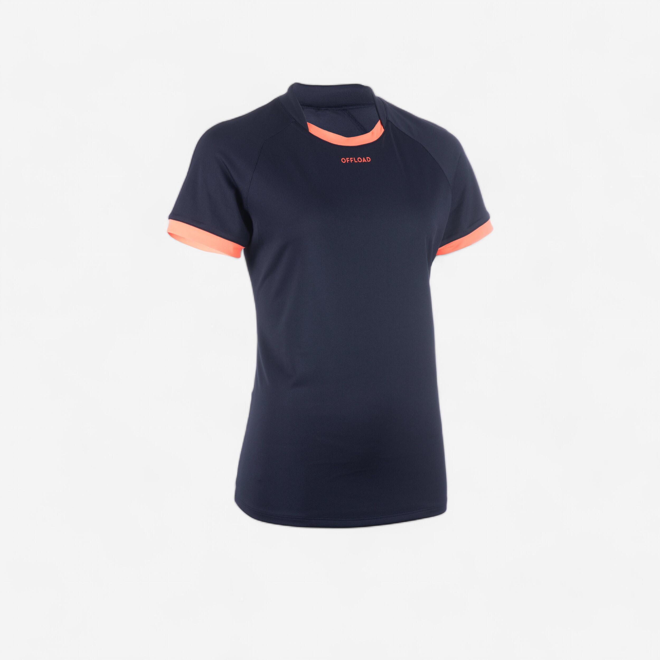 Offload Rugbytrikot Kurzarm R100 Damen marineblau/orange