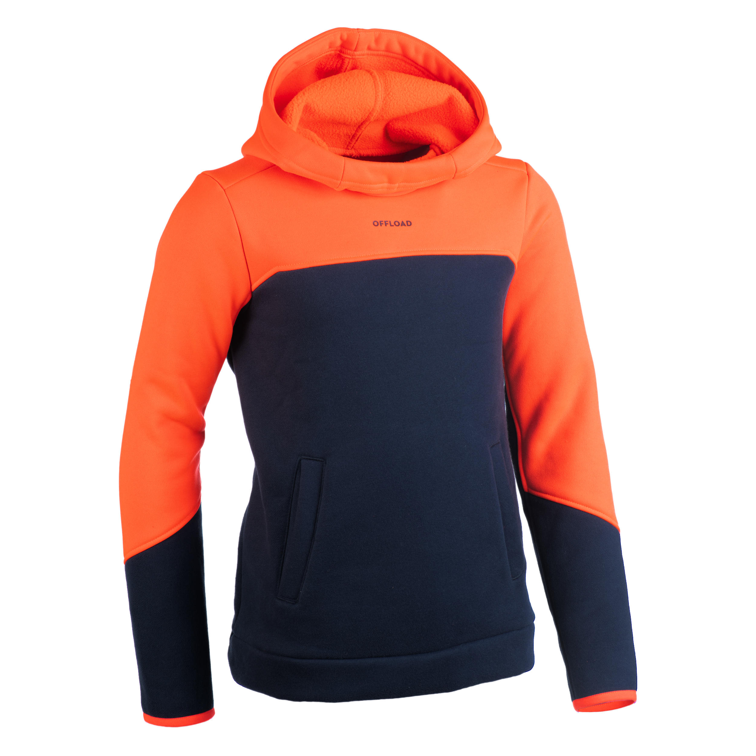 Offload Rugby-Sweatshirt R500 Kinder orange/marineblau