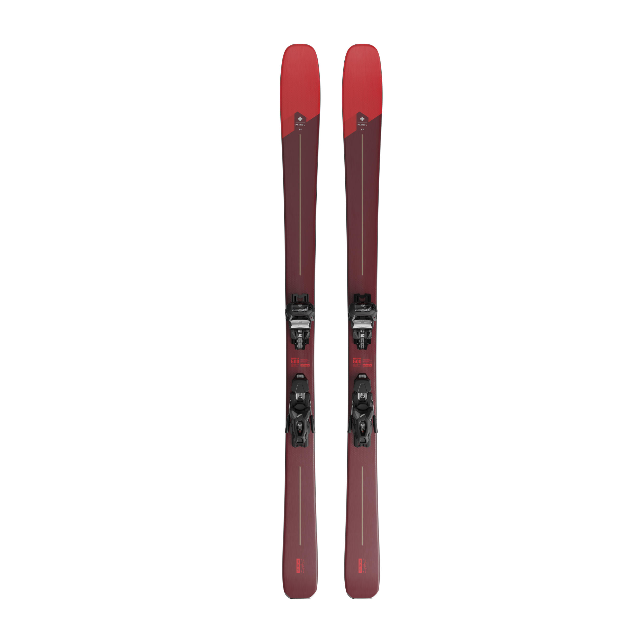 Wedze Ski Freeride Herren - 500 Patrol 95 mit Bindung rot