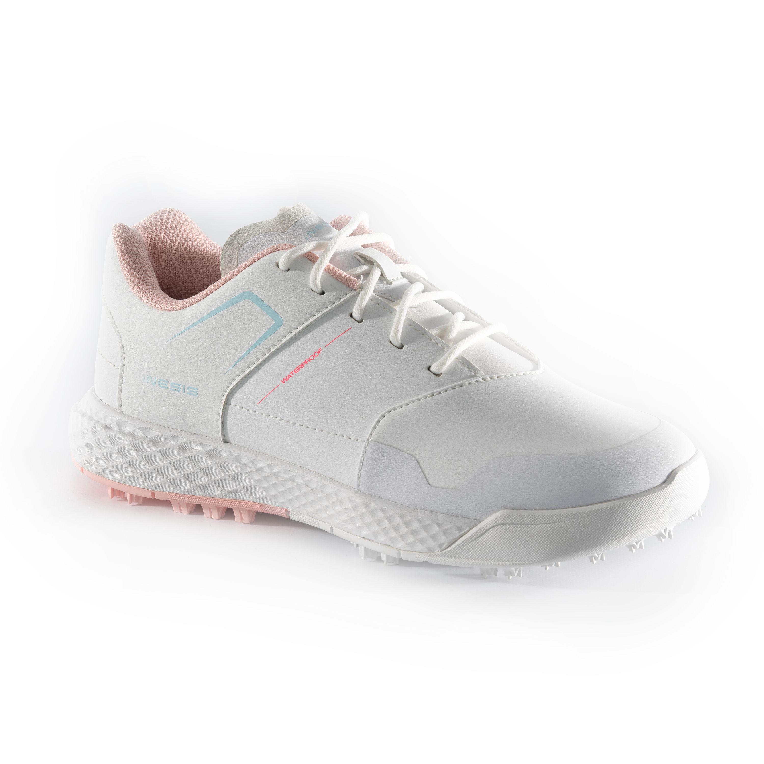 Inesis Golfschuhe Grip Waterproof Mädchen weiss/rosa