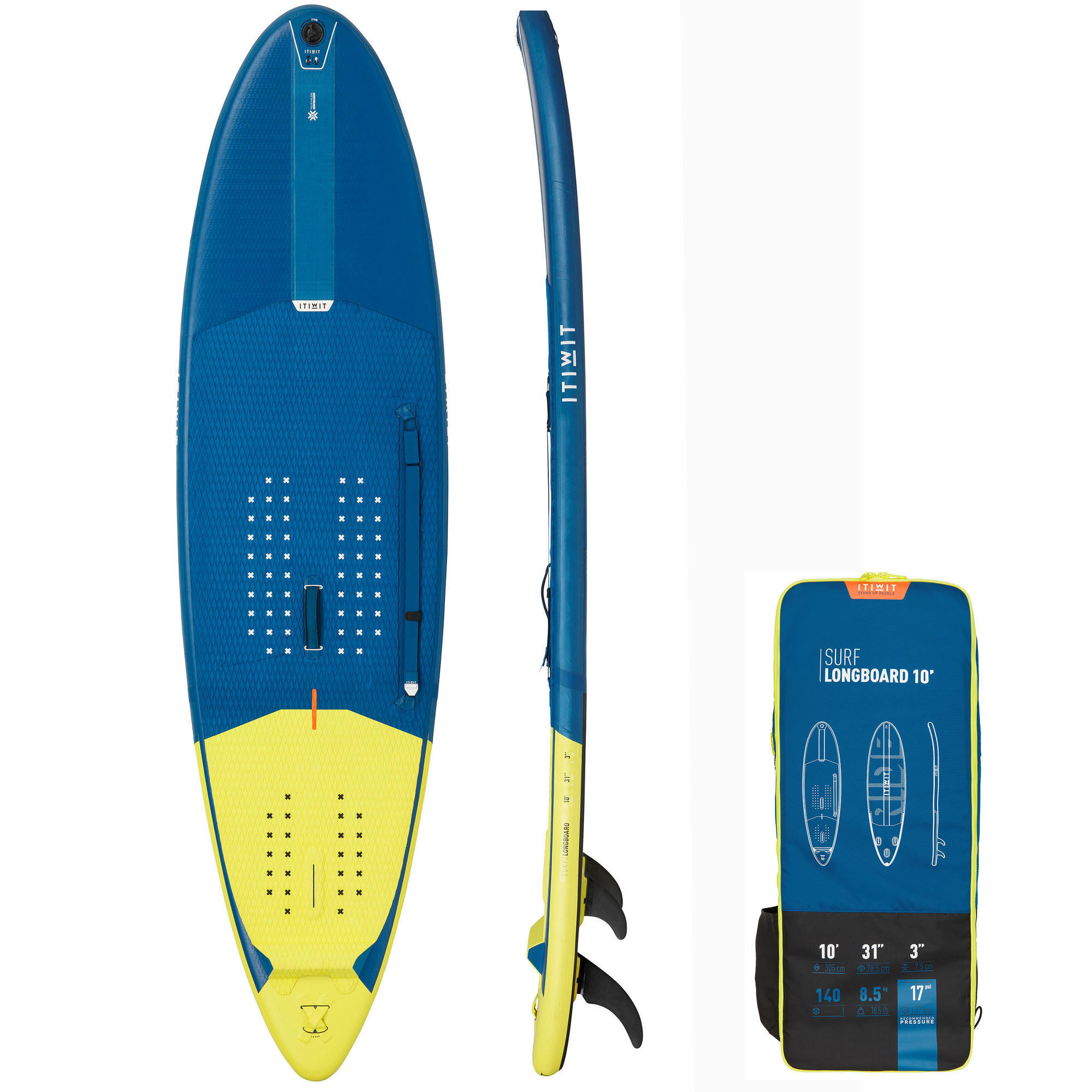 Itiwit SUP-Board aufblasbar Stand Up Paddle Surfen Longboard 500/10' 140 L blau