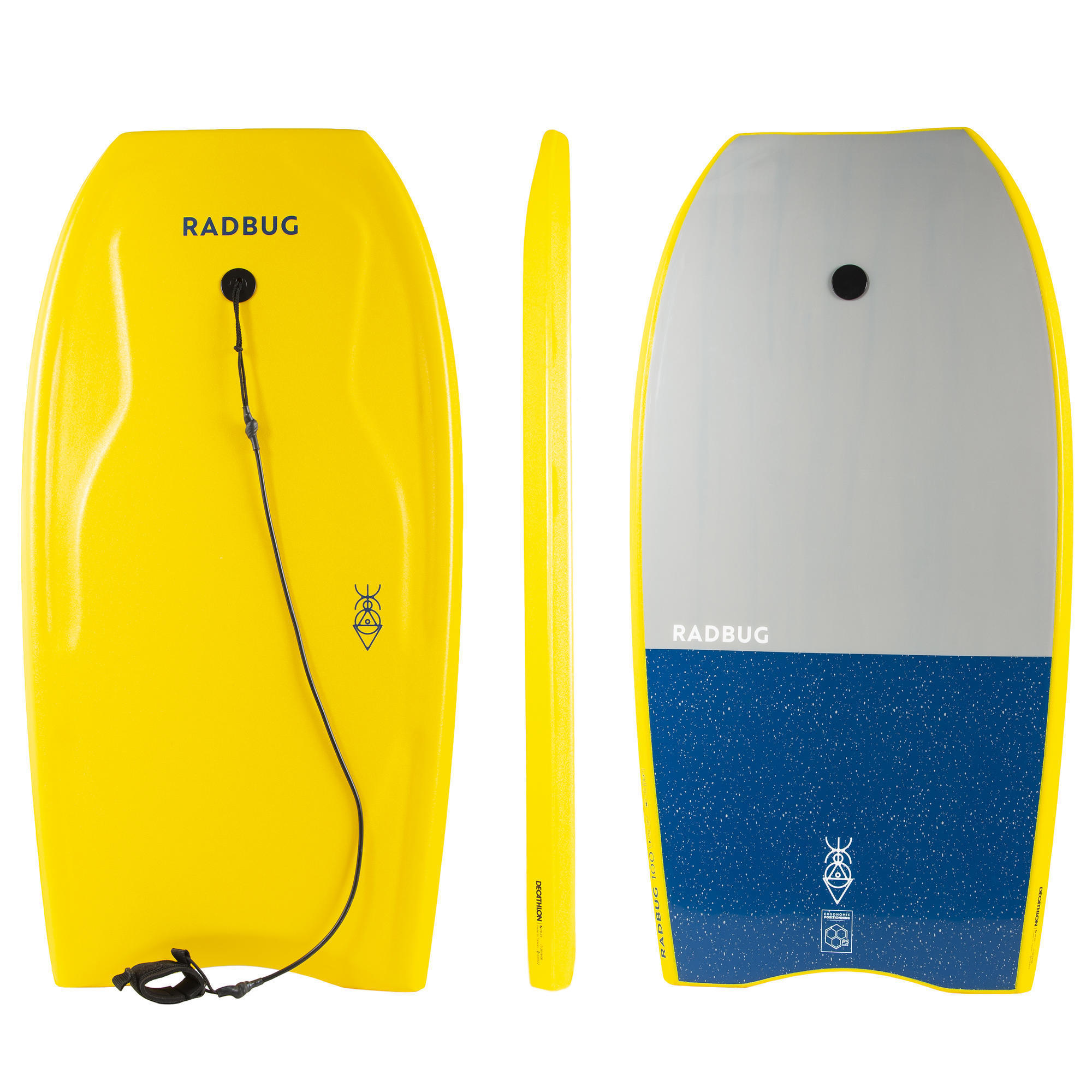 Radbug Bodyboard 100 mit Handgelenk-Leash blau