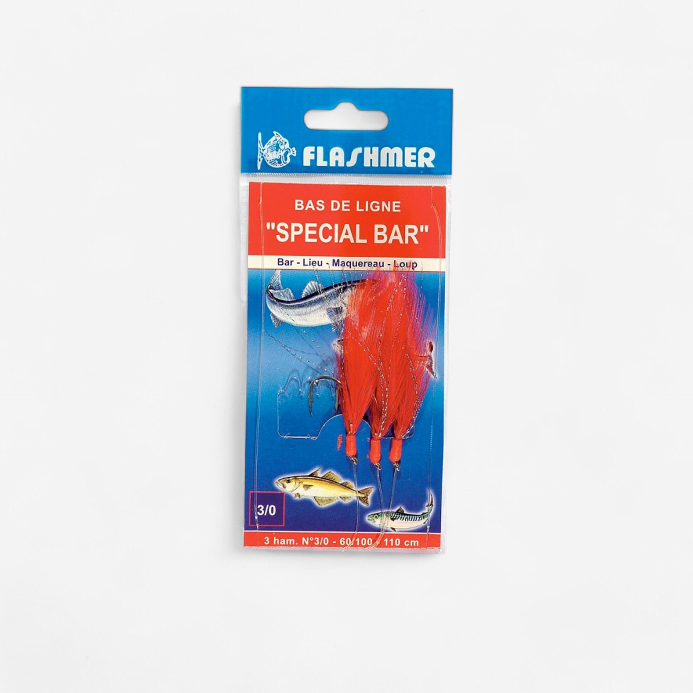 Flashmer Paternostervorfach Wolfsbarsch Hakengröße 3/0 rot, 3 Stück