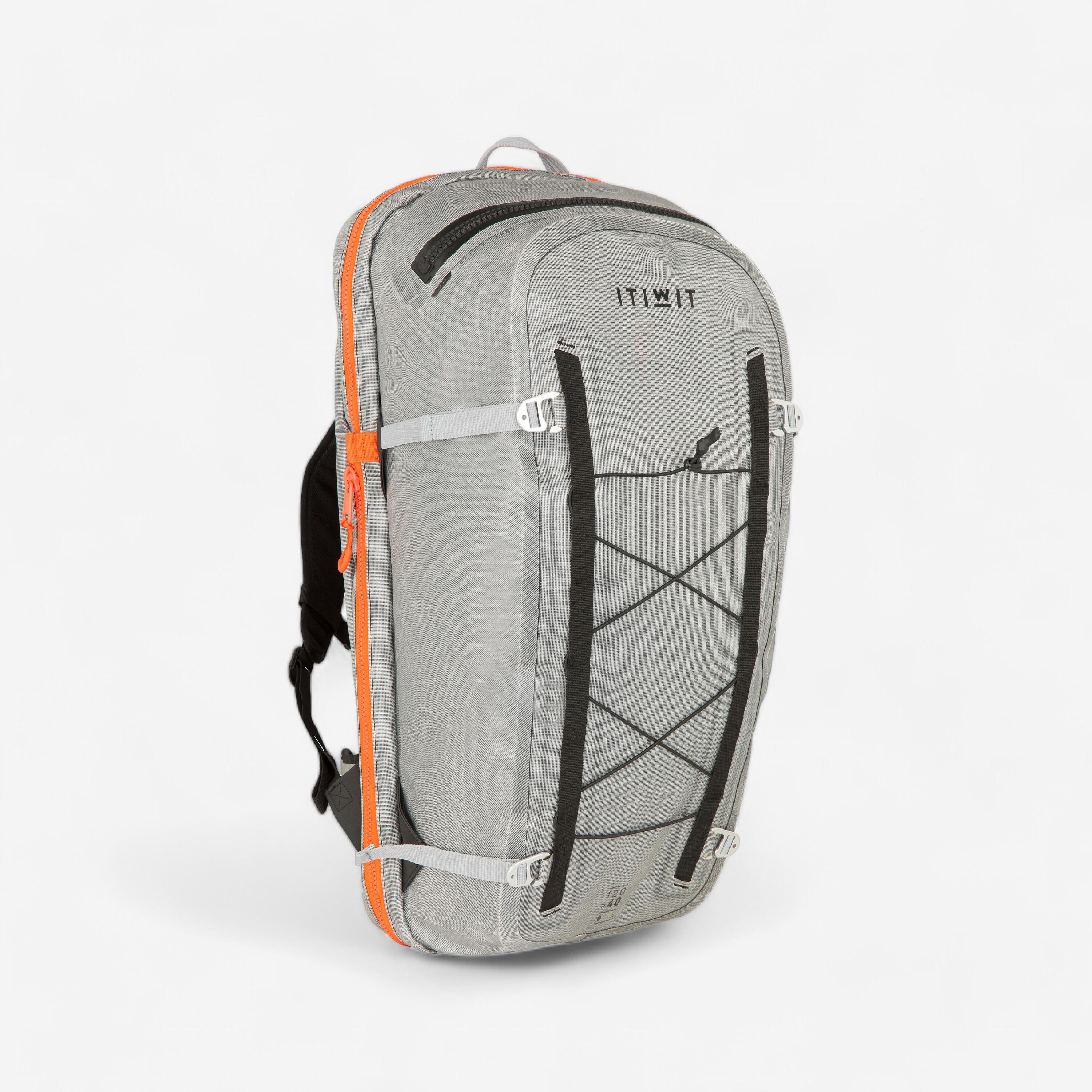 Itiwit Rucksack wasserfest IPX7 wandlungsfähig 120|40 L Stand Up Paddle grau