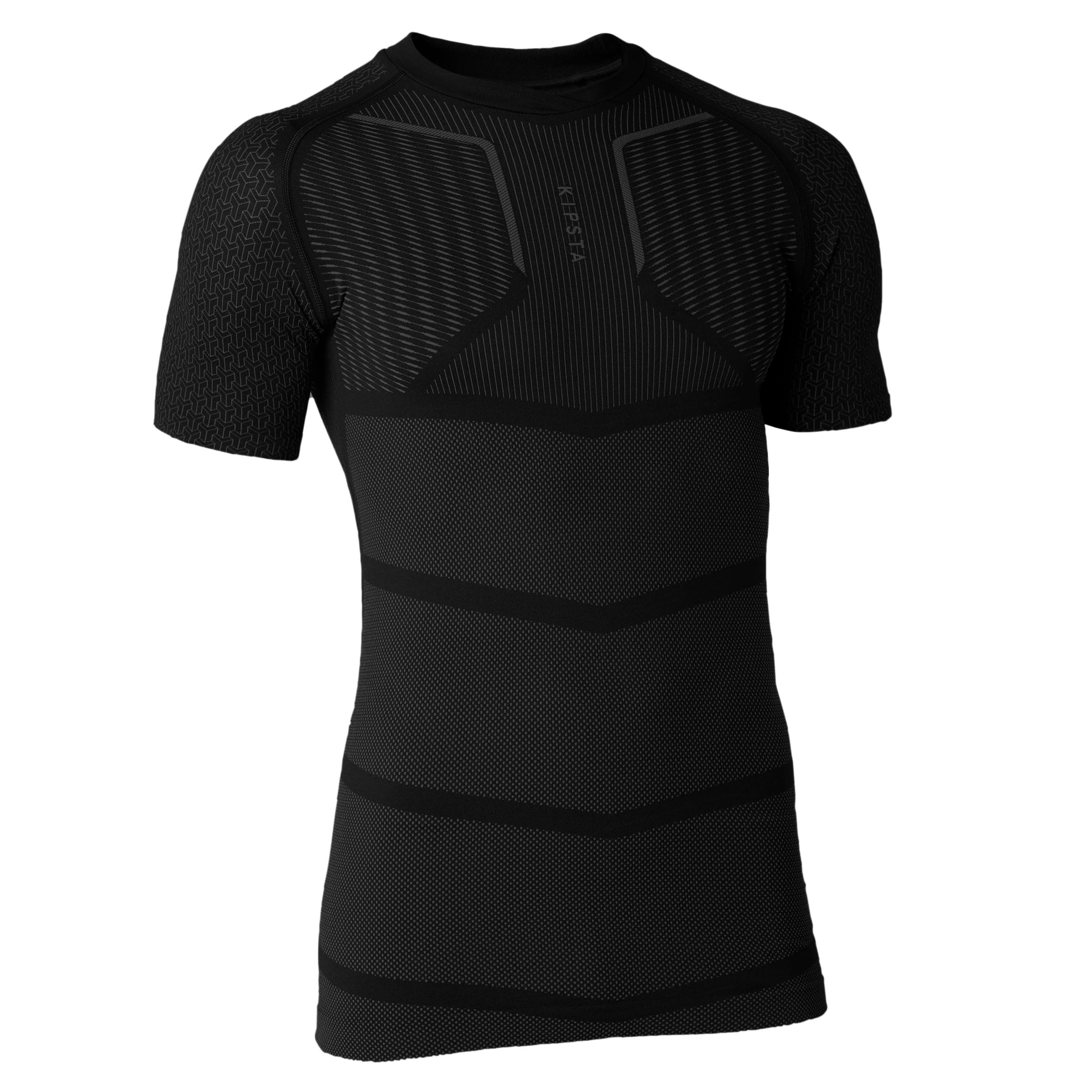 Kipsta Funktionsshirt kurzarm Fussball Keepdry 500 Kinder schwarz