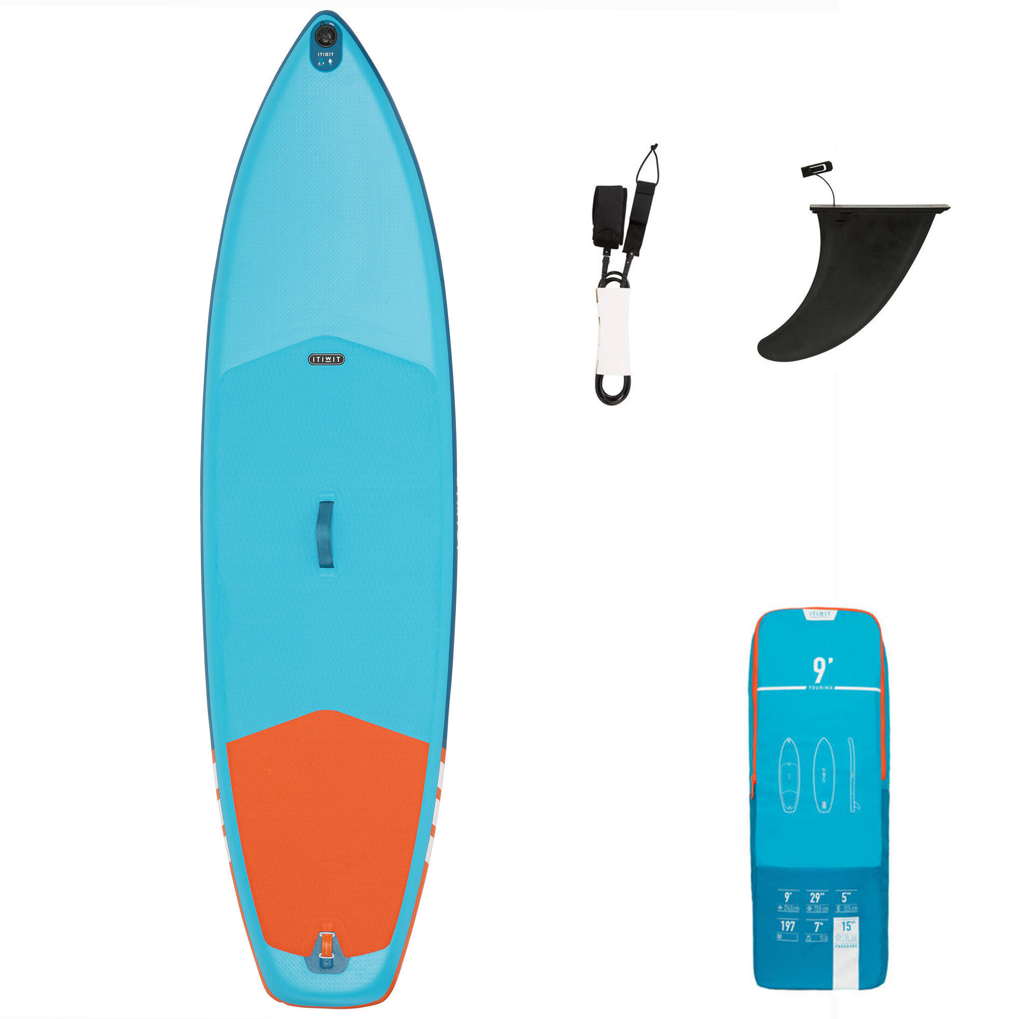 Itiwit SUP-Board Stand Up Paddle aufblasbar X100 Touring 9' Einsteiger blau/orange
