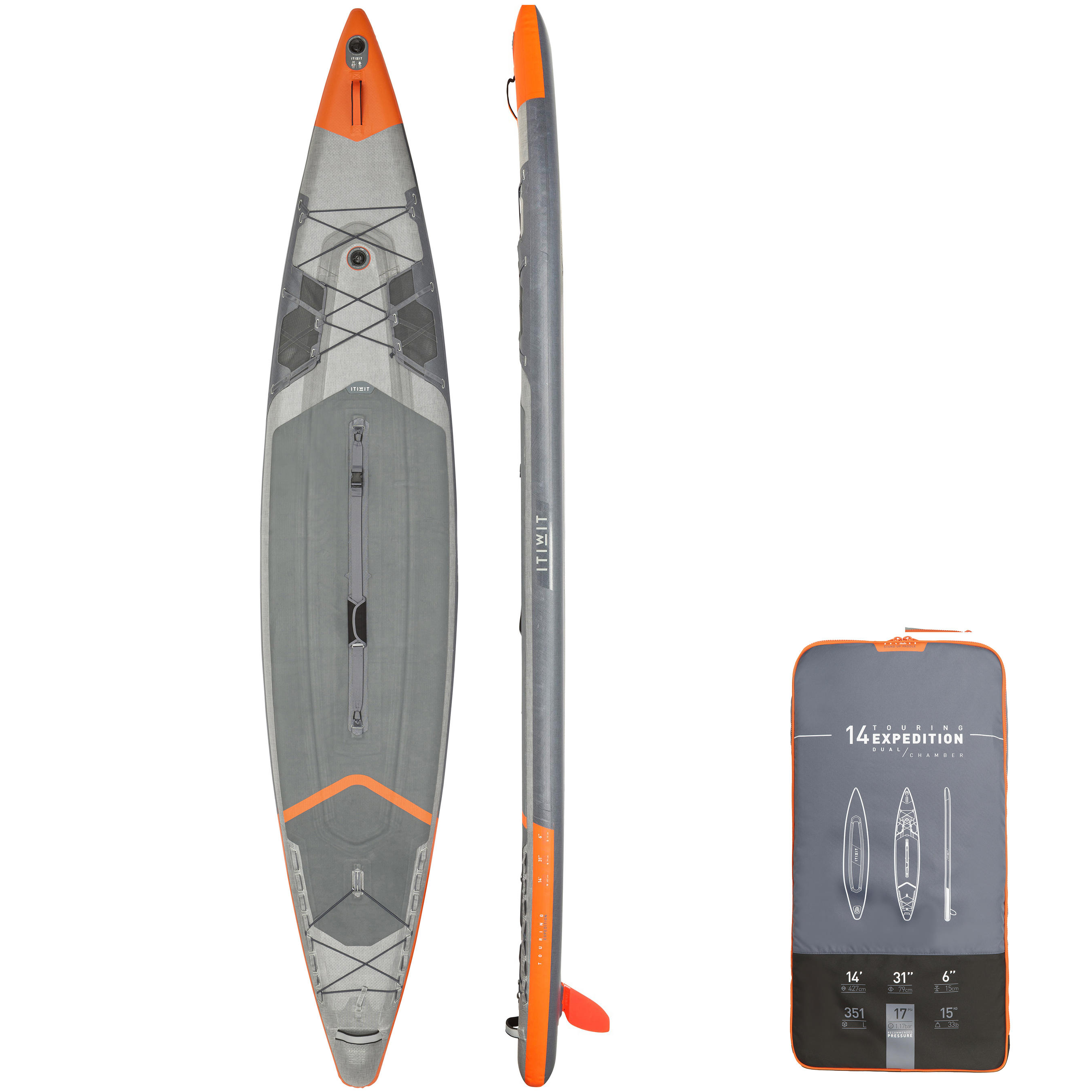 Itiwit SUP-Board Stand Up Paddle aufblasbar Doppelkammer EXPEDITION X900 14"‒31'‒6'