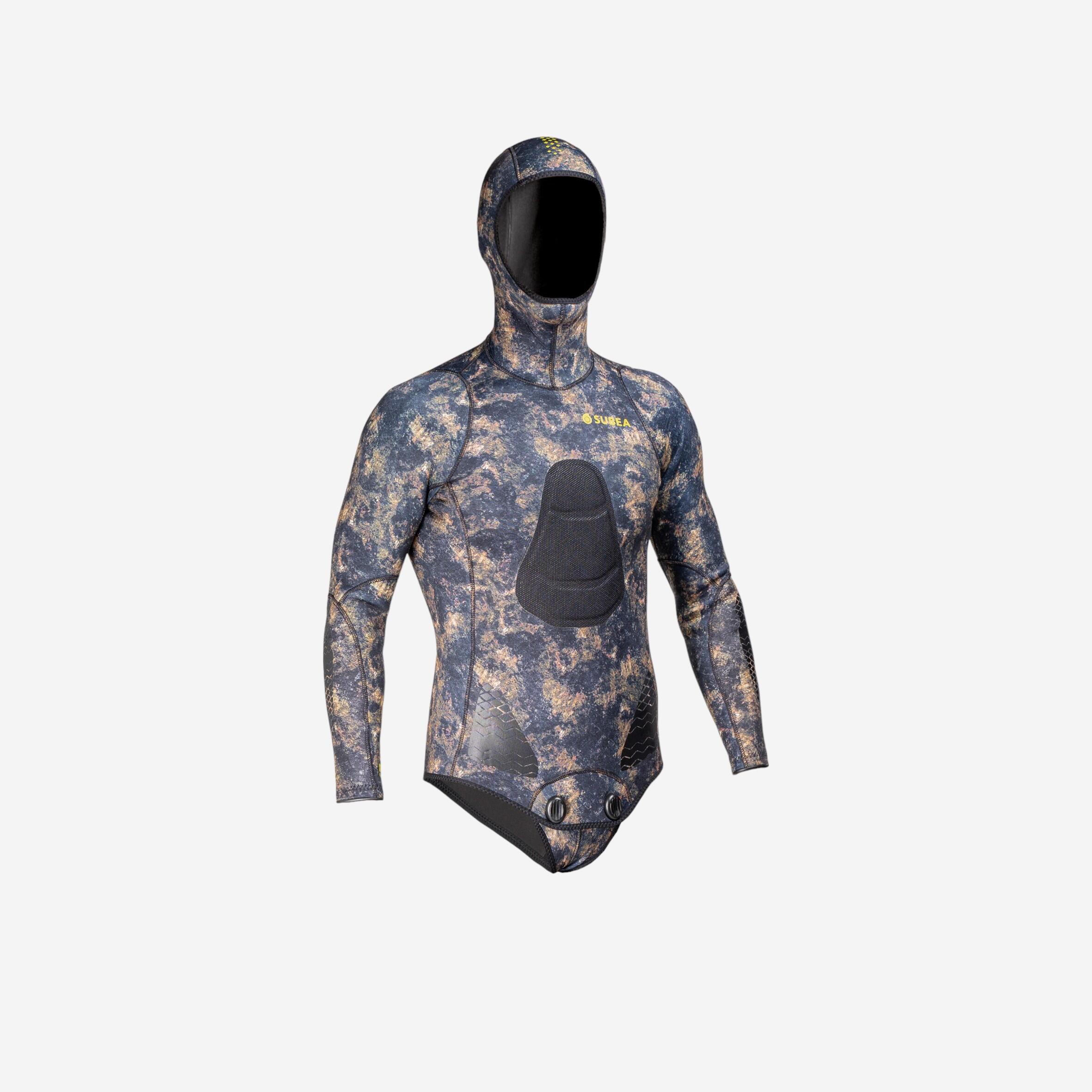 Subea Neoprenjacke Freediving SPF500 Glattneopren 3 mm Camouflage