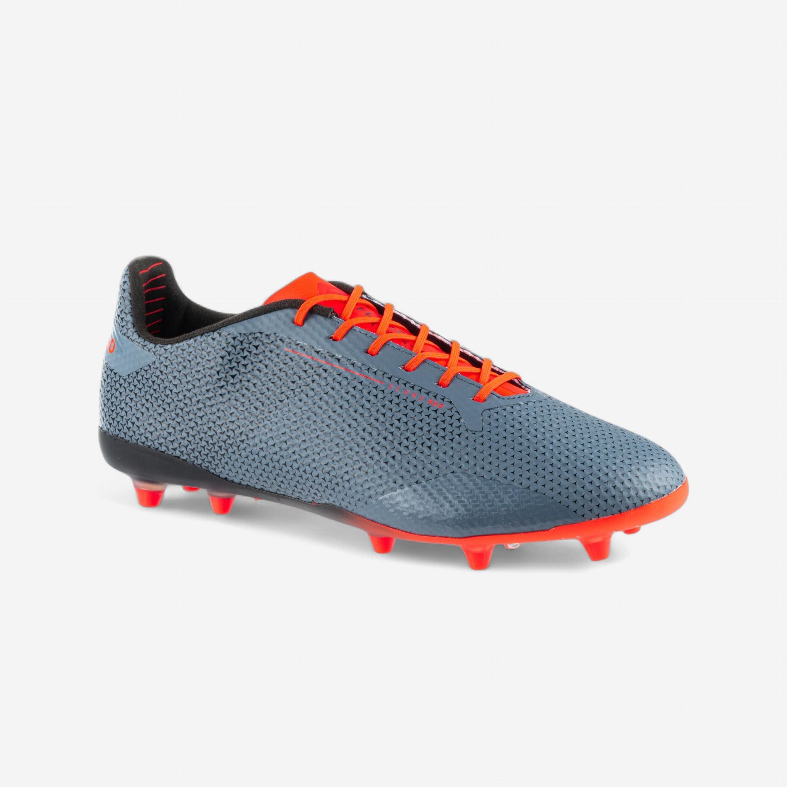Offload Rugbyschuhe Score 900 FG geformte Stollen trockener Boden Herren grau/orange
