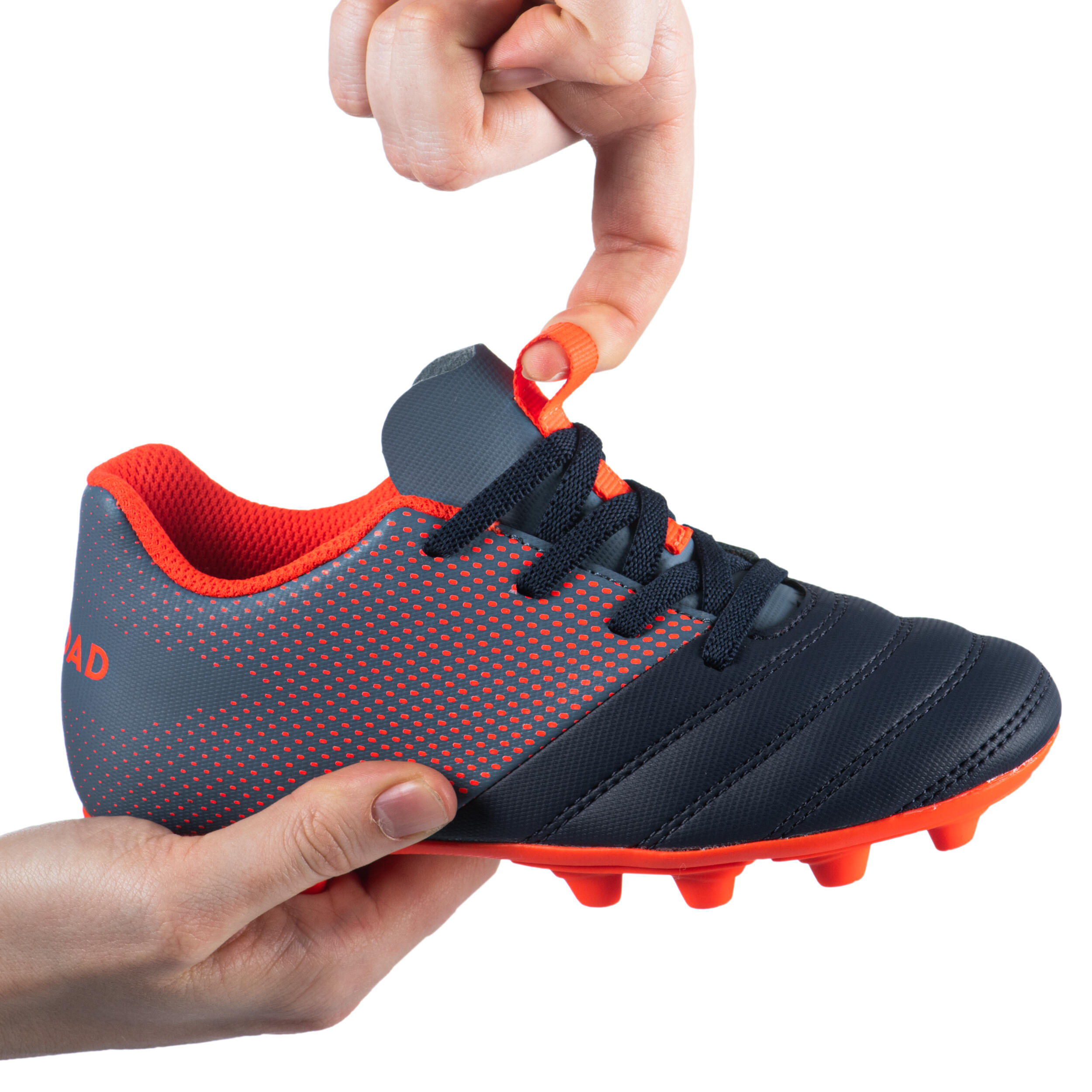 Offload Rugbyschuhe R100 FG Kid Easy-Schnürung gegossene Sohle Kinder rot