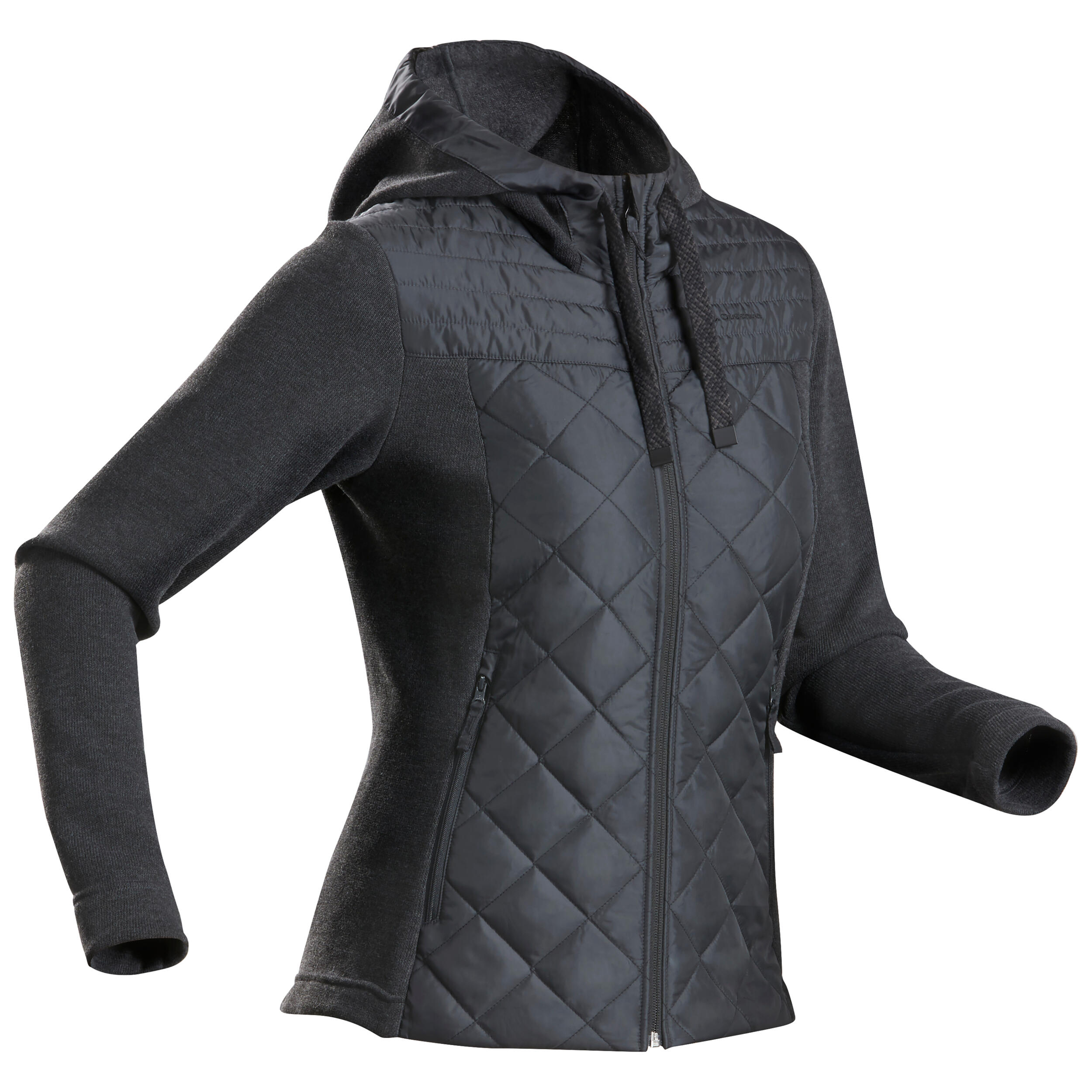 Quechua Sweatjacke Hybridjacke mit Kapuze Naturwandern NH100 Damen blau
