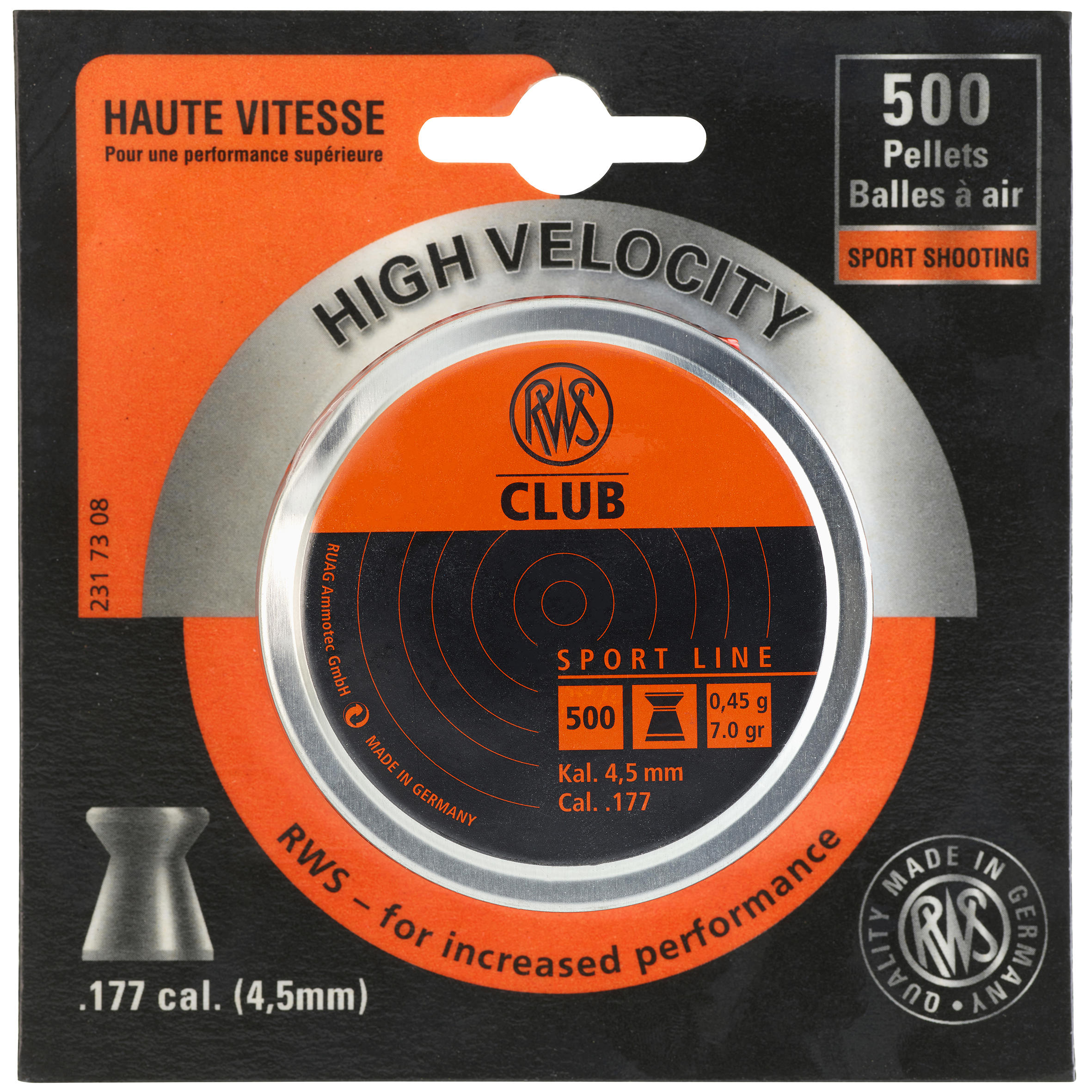 Rws Luftgewehrmunition 4,5 mm CLUB RWS ×500