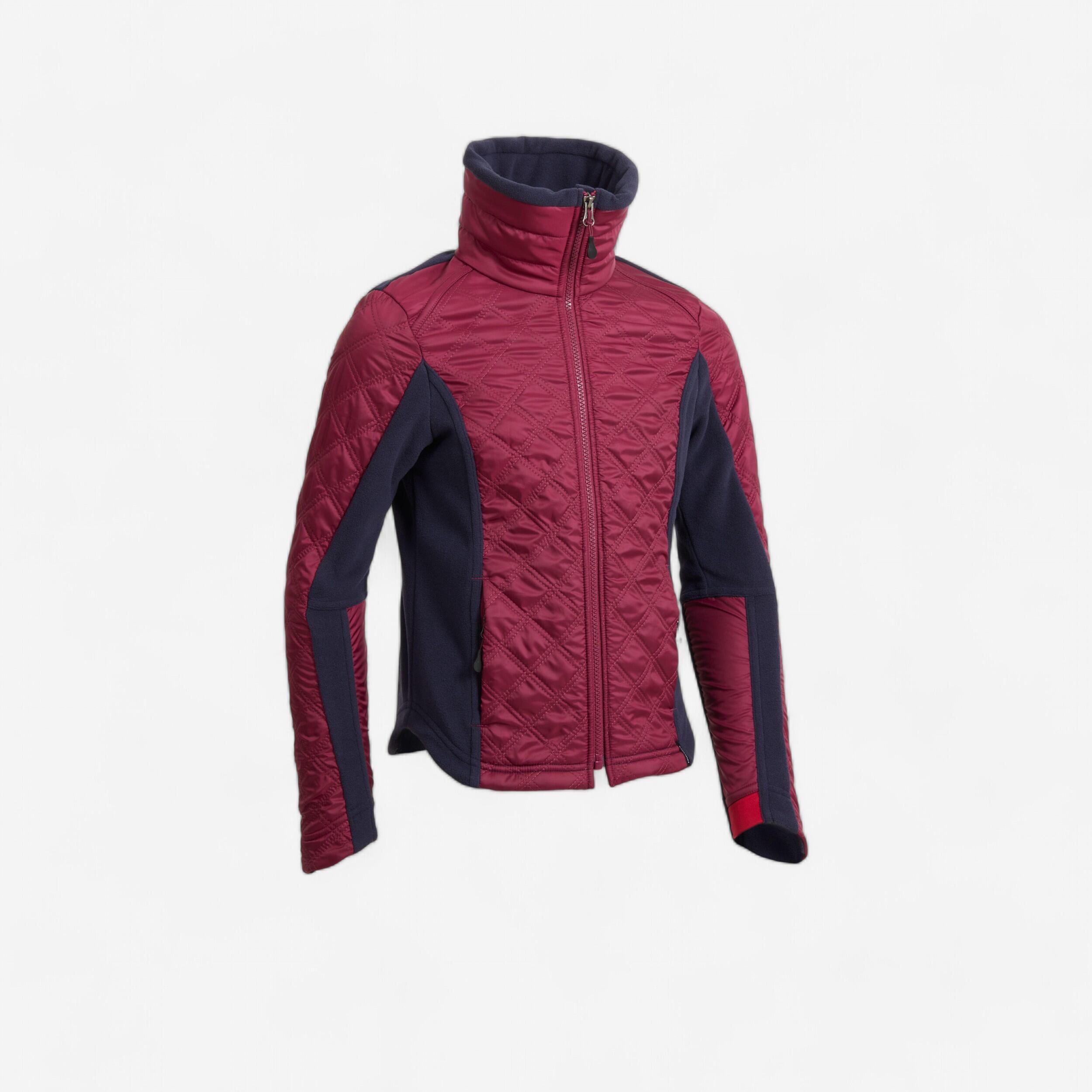 Fouganza Reit-Fleecejacke 500 Warm Bi-Material Kinder marineblau/petrol