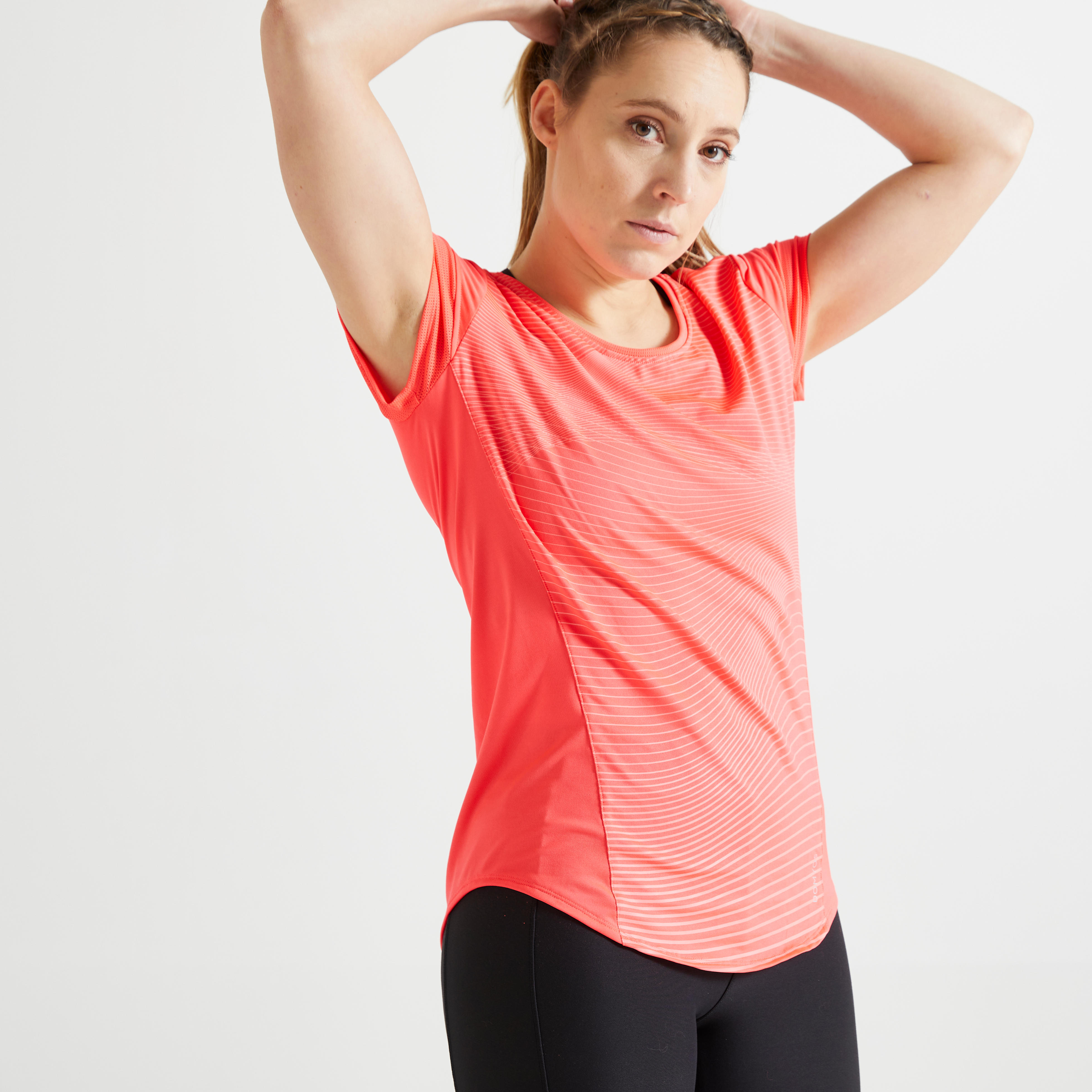 Domyos T-Shirt FTS 120 Fitness tailliert rosa