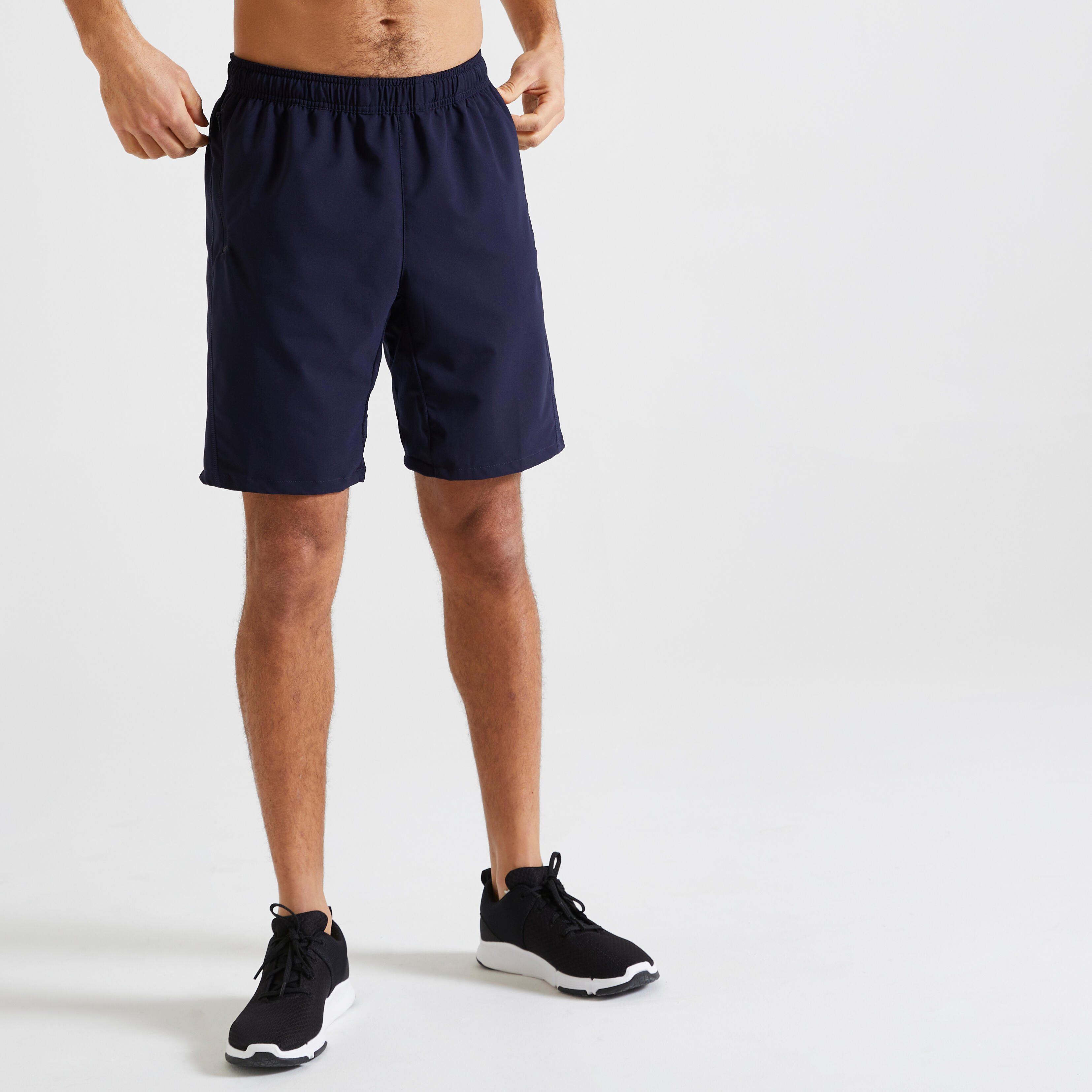 Domyos Shorts Fitnesstraining Reissverschlusstaschen Herren khaki