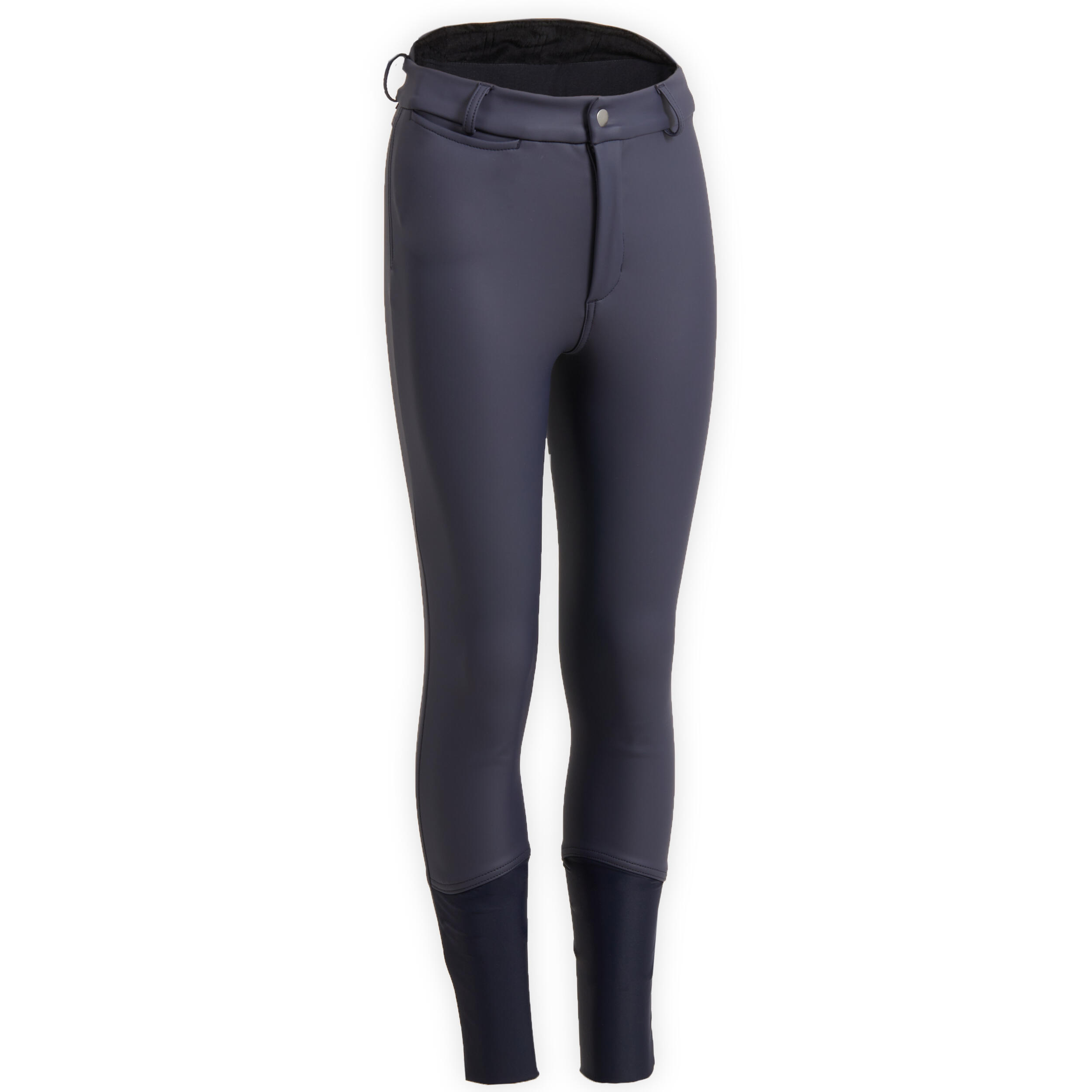 Fouganza Winter-Reithose Kipwarm wasserabweisend Vollbesatz Full Grip Kinder marineblau