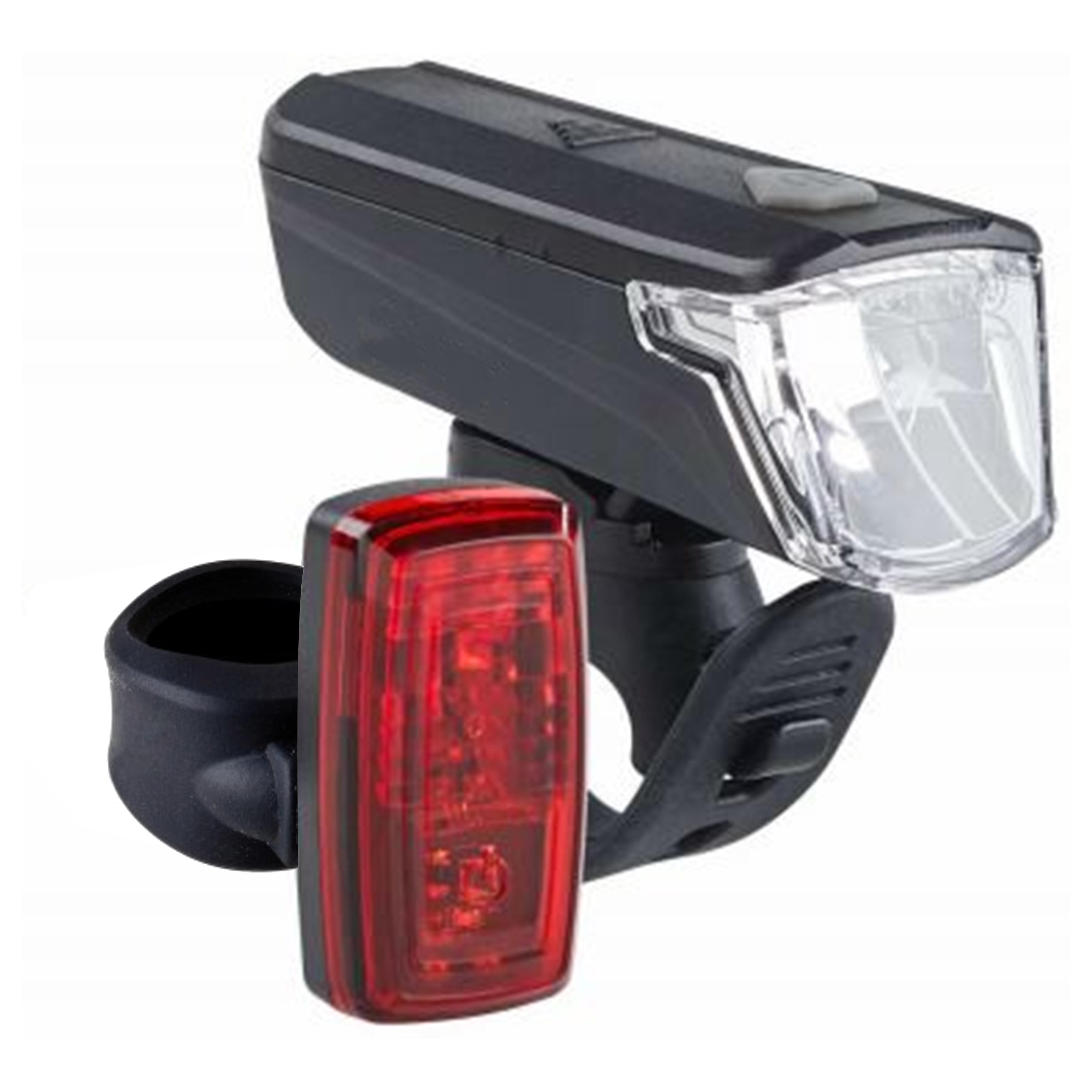 Elops Fahrradbeleuchtung Set Front-/Rücklicht ST 100 LED 25 Lux batteriebetrieben